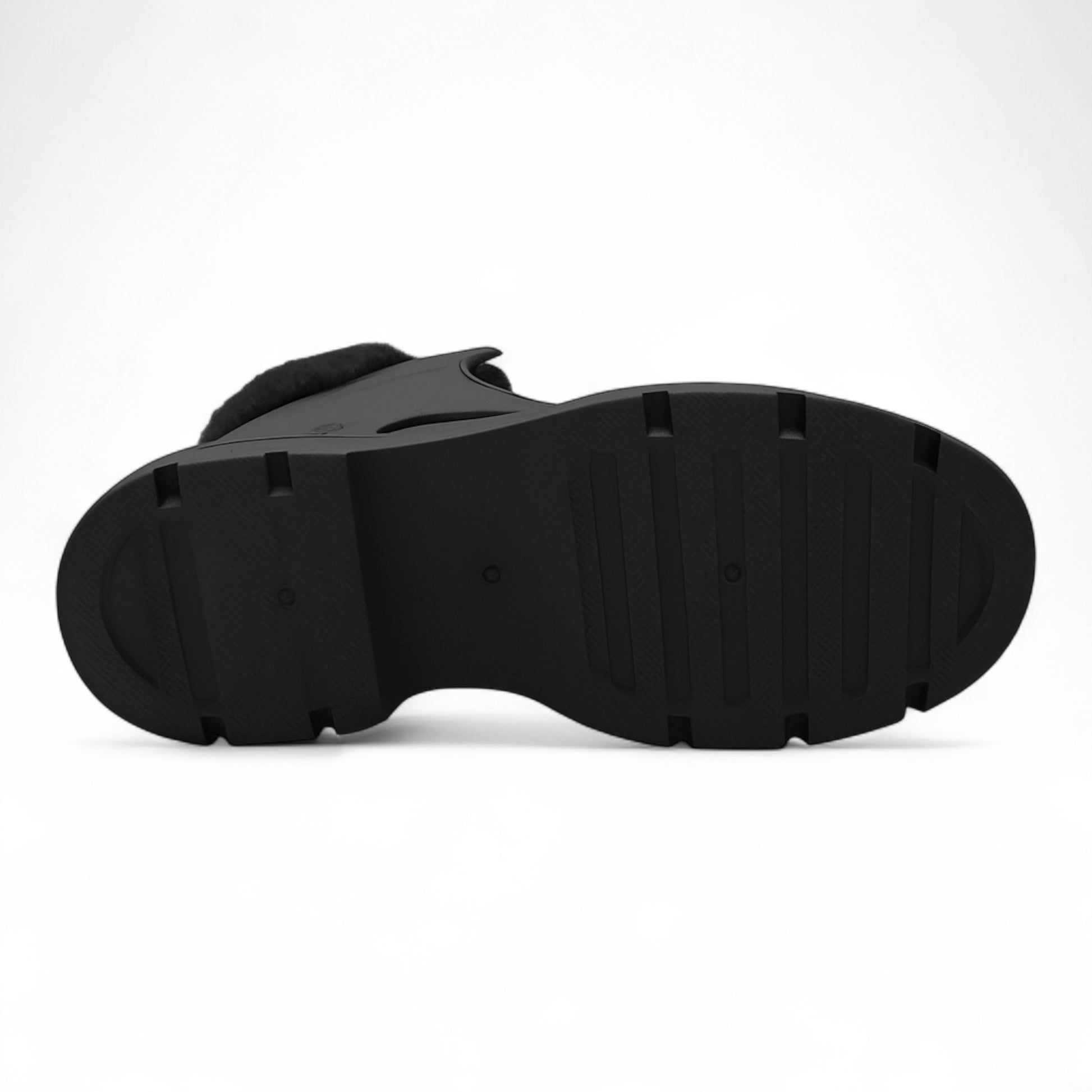 Ladies Dark Grey fleece-lined ankle boots with side zip and warm faux fur collar – stylish winter boots for women.