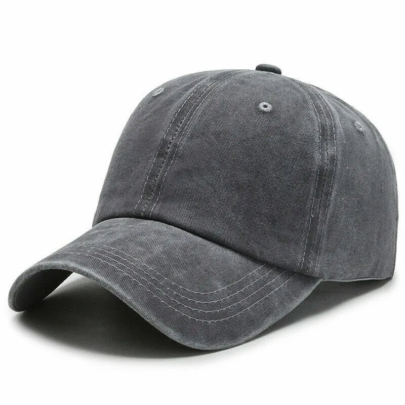 Unisex Cotton Baseball Cap Adjustable Classic Casual Sports Hat Grey