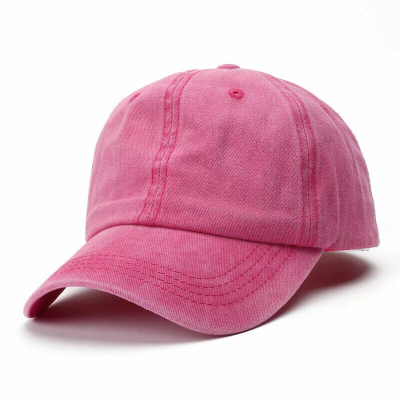 Unisex Cotton Baseball Cap Adjustable Classic Casual Sports Hat Pink
