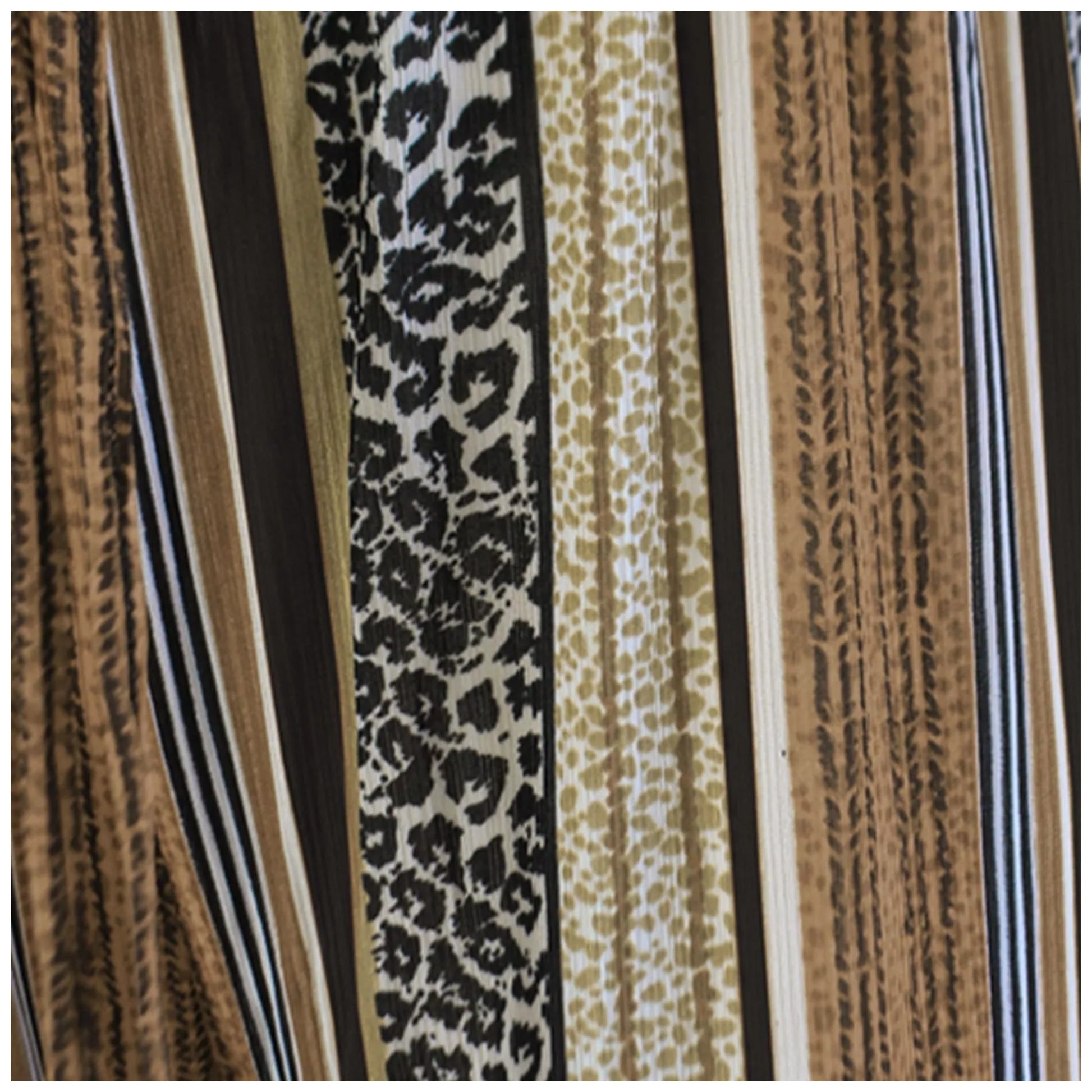 Ladies brown striped palazzo trousers with leopard print – high waist wide leg summer pants