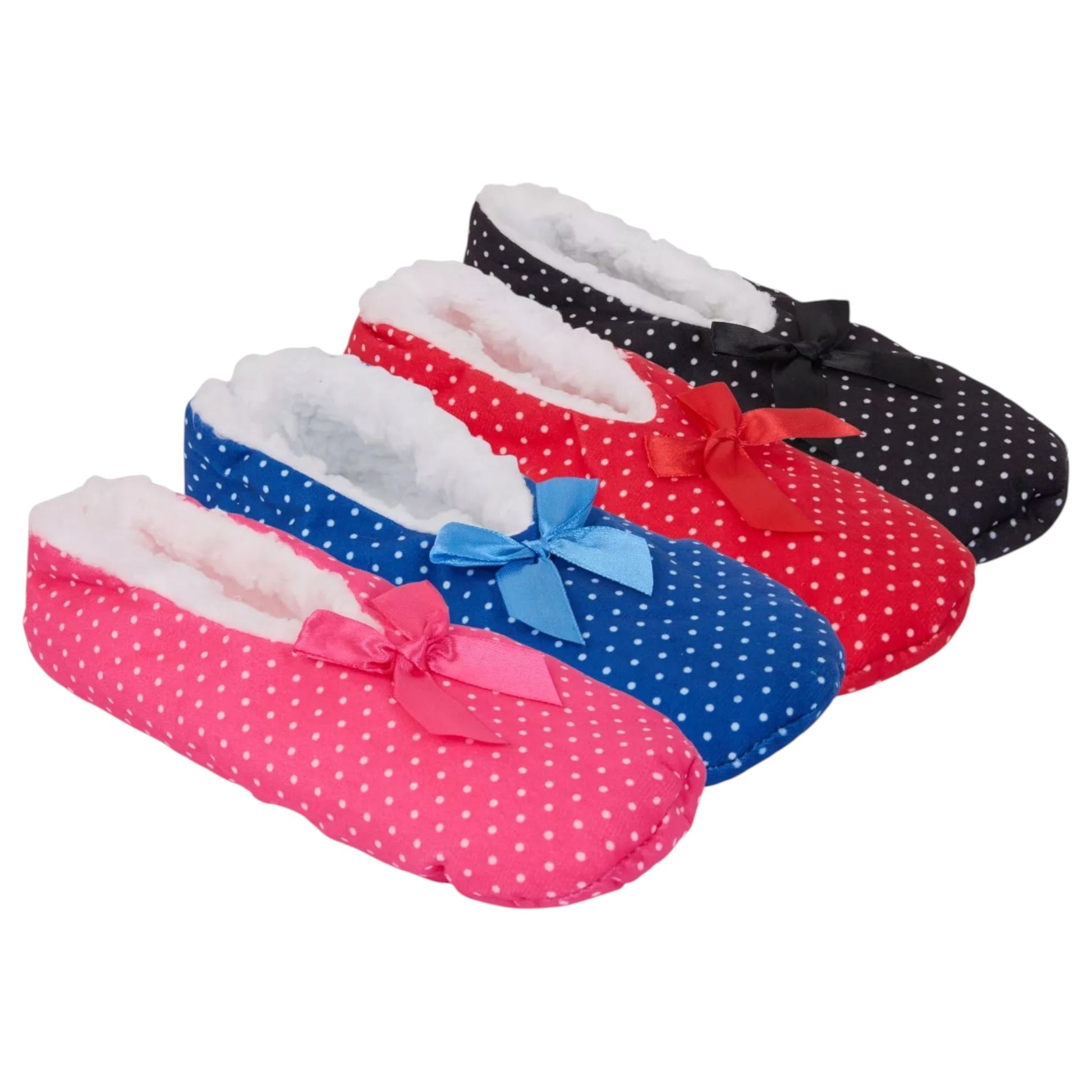 Ladies Slip On Slippers Womens Ballerina Style Nightwear With Bow Design Fits Ladies UK 4-7