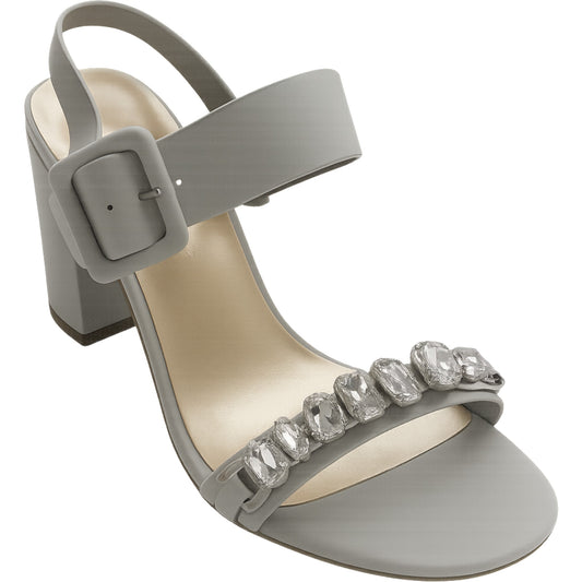 Ex M&S Beige Block Heel Sandals with Crystal Detail – Women’s Occasion High Heels