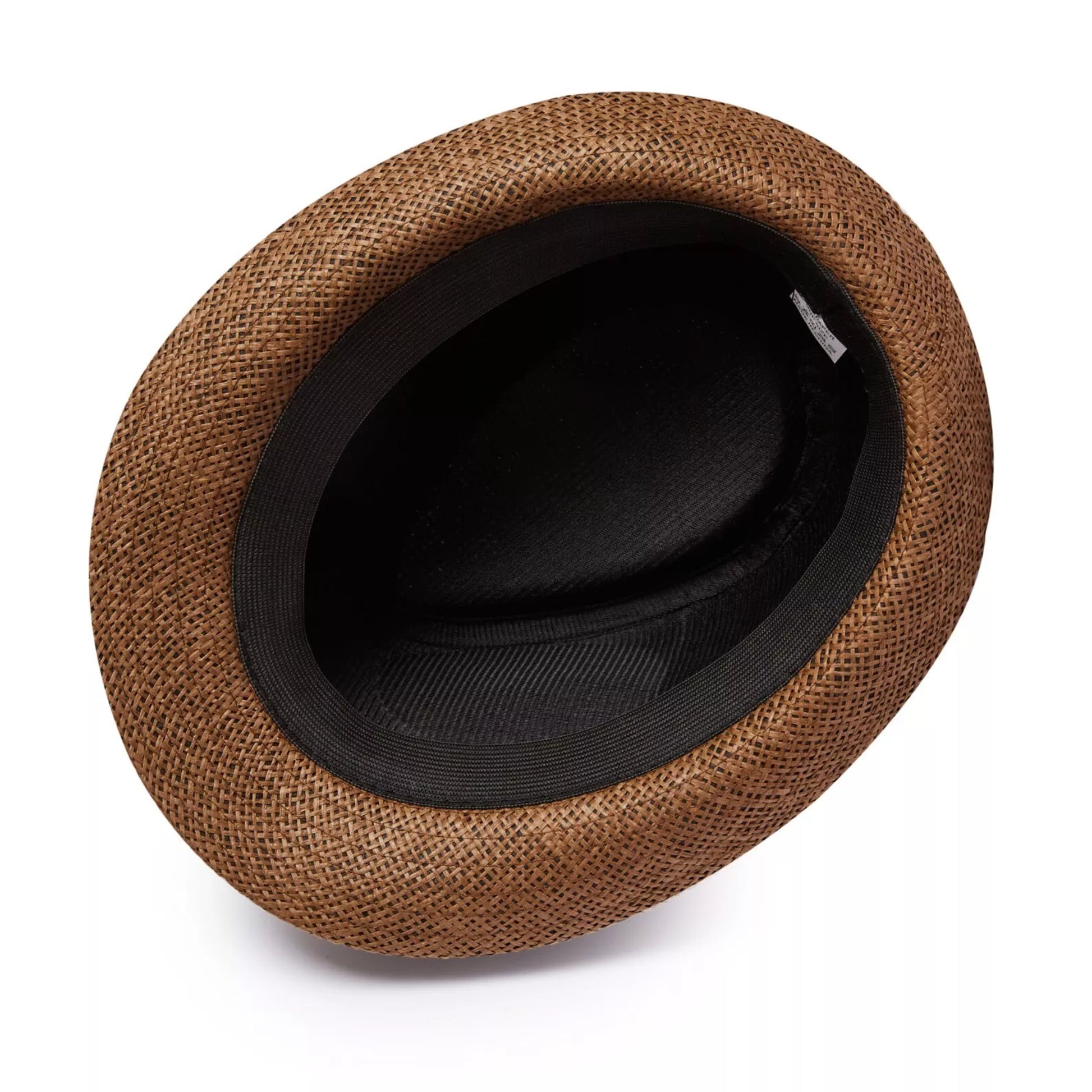 Nicky Adams unisex striped trilby hat – brown straw summer hat with black band for men and women