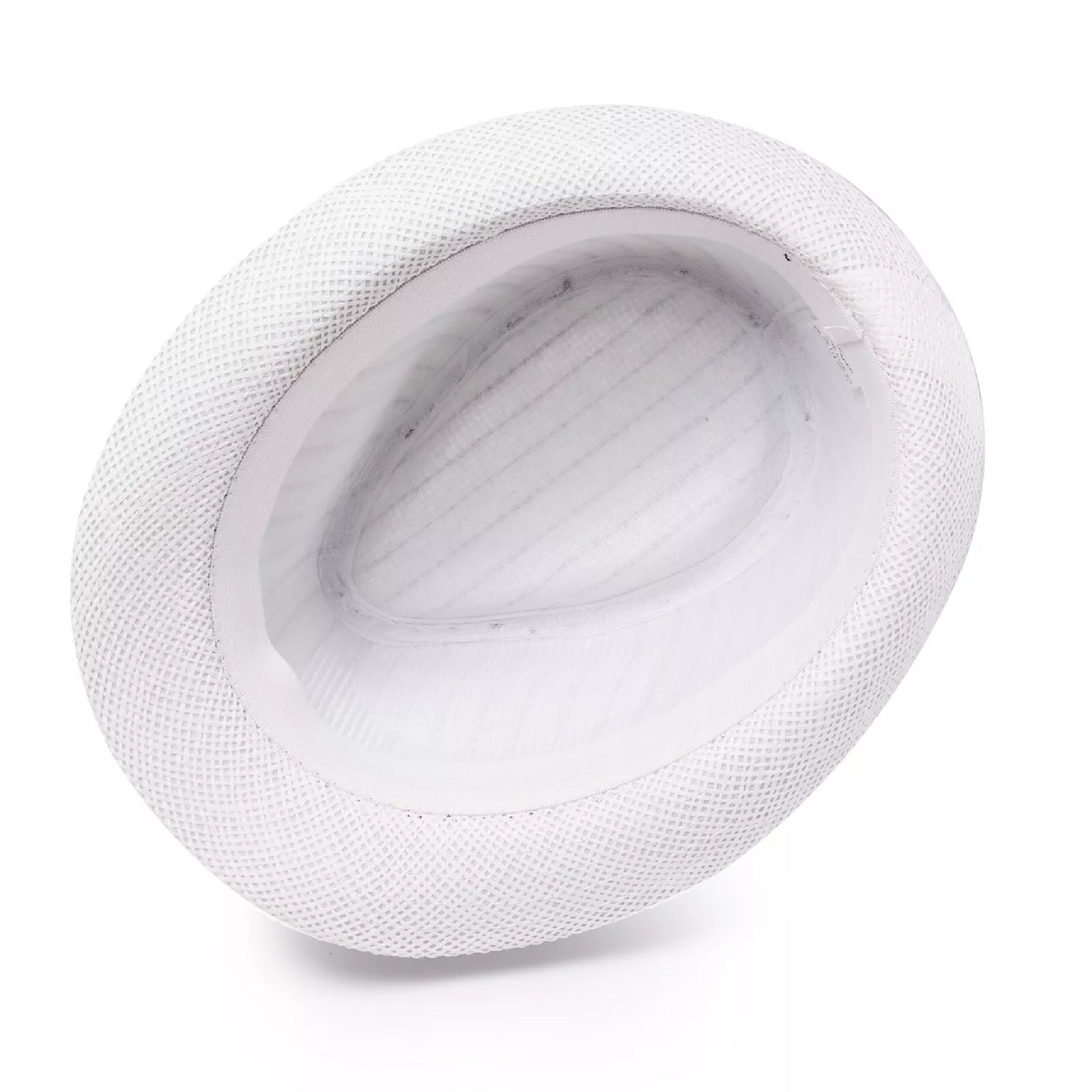 Nicky Adams unisex striped trilby hat –  white straw summer hat with black band for men and women