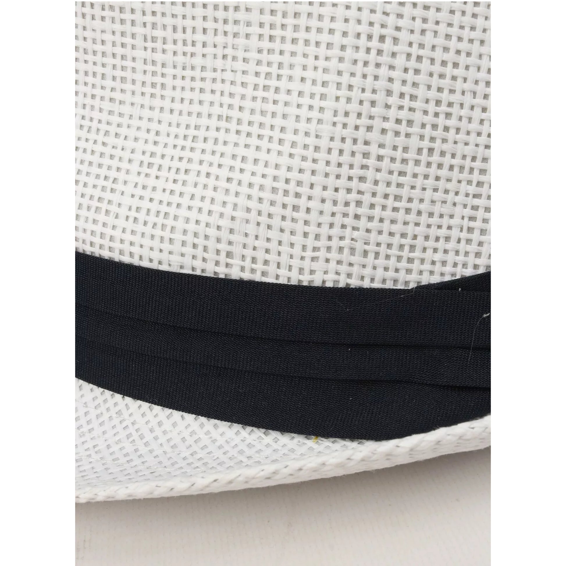 White straw trilby sun hat with navy band for men and women summer fashion