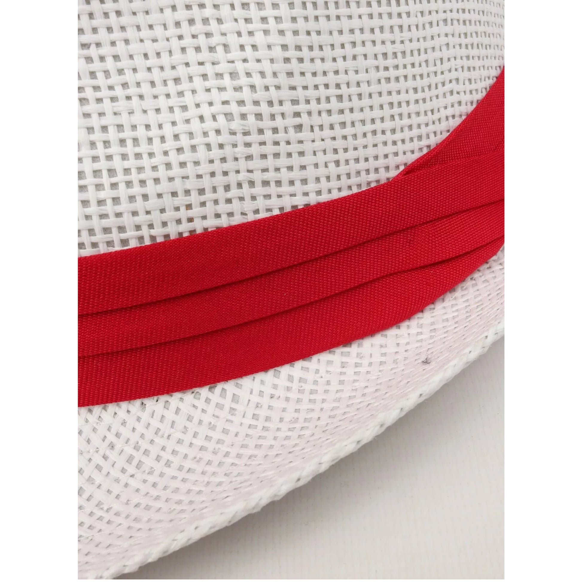 White straw trilby sun hat with red band for men and women summer fashion