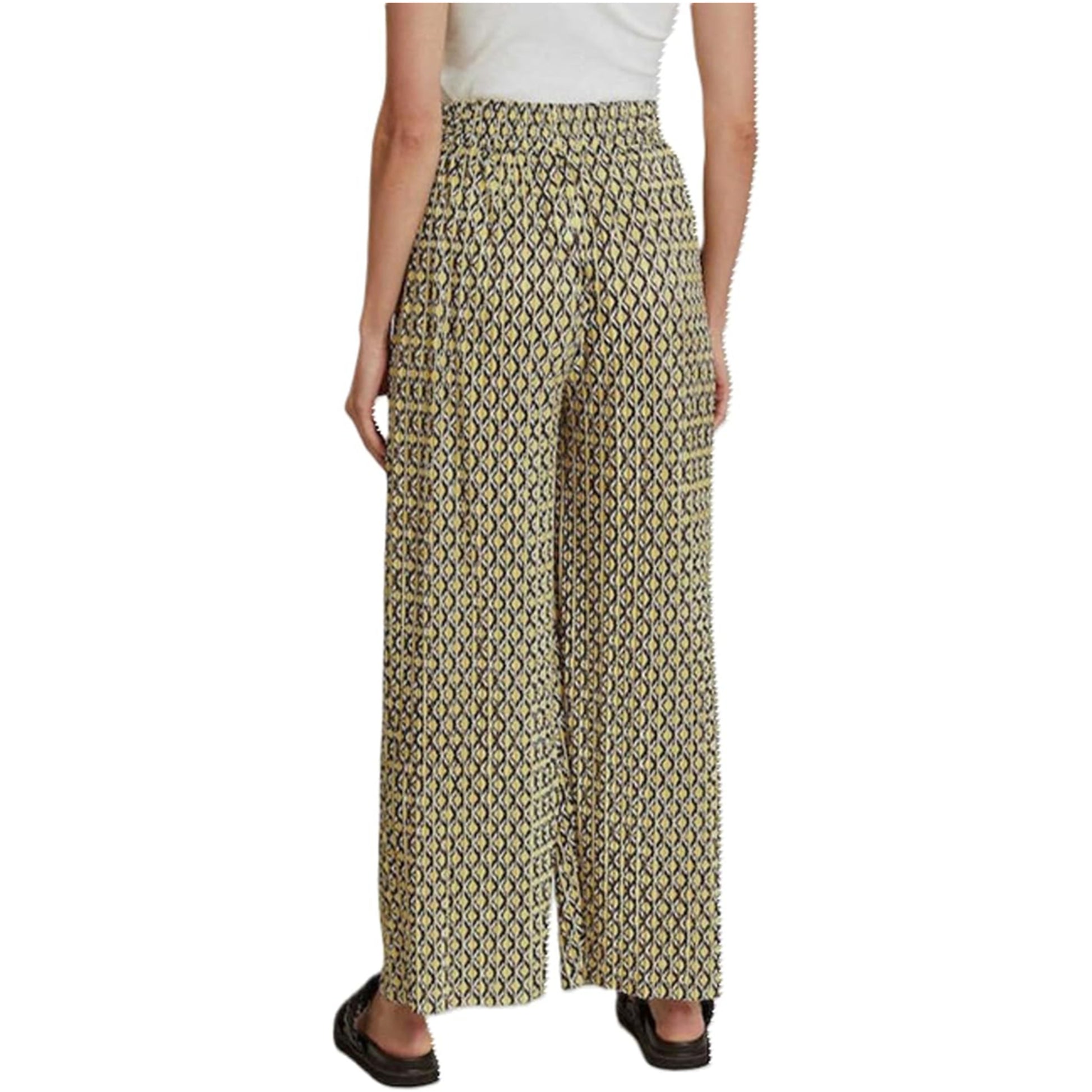 Ladies fashion palazzo trousers wide leg lightweight printed summer pants with drawstring waist casual boho style