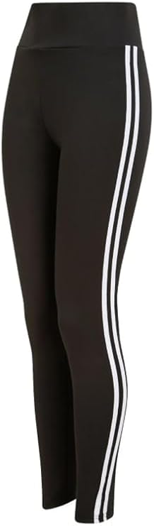 Ladies black velour joggers with white side stripes – womens high waist casual bottoms