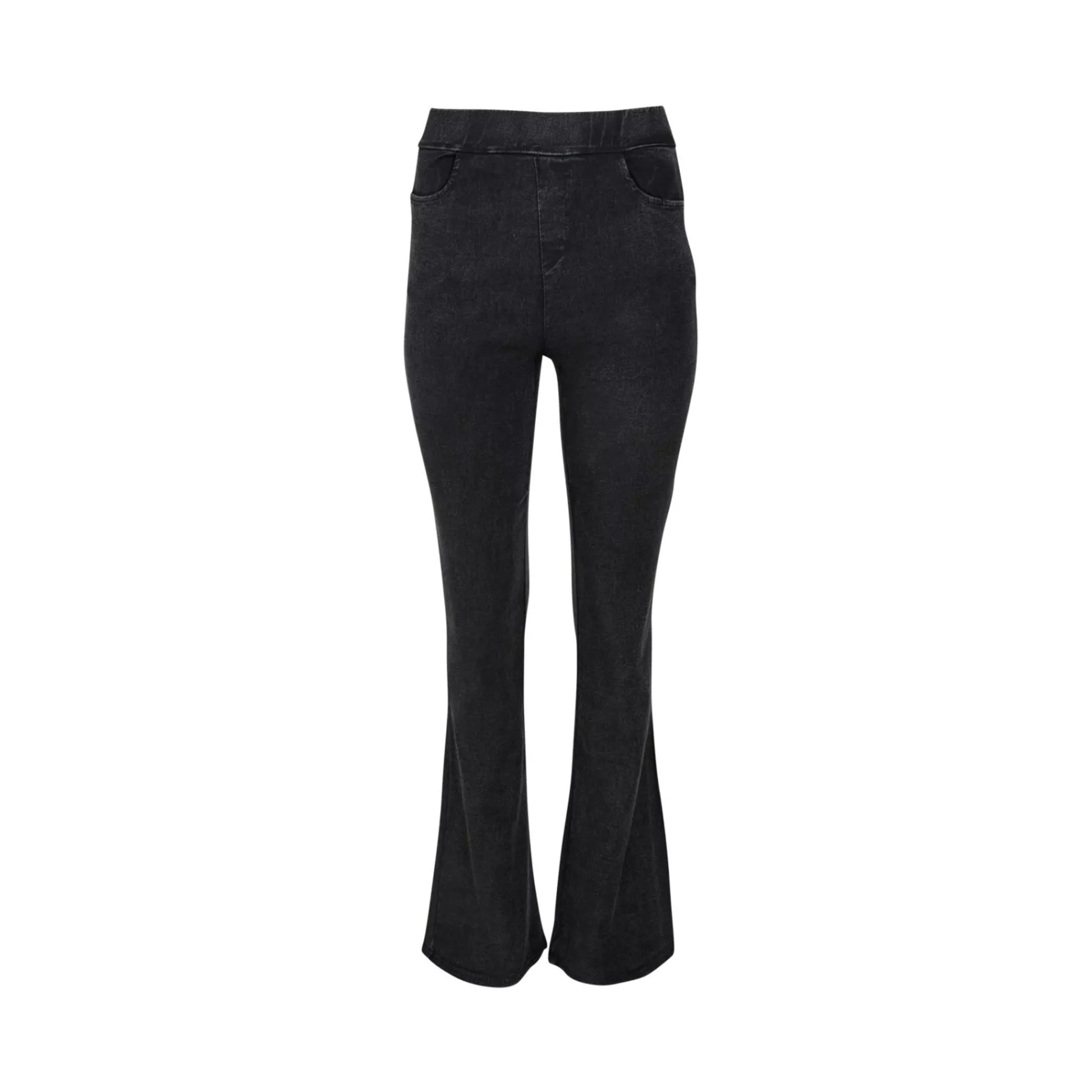 Ladies black bootcut flared denim jeggings high waist stretch skinny jeans style trousers