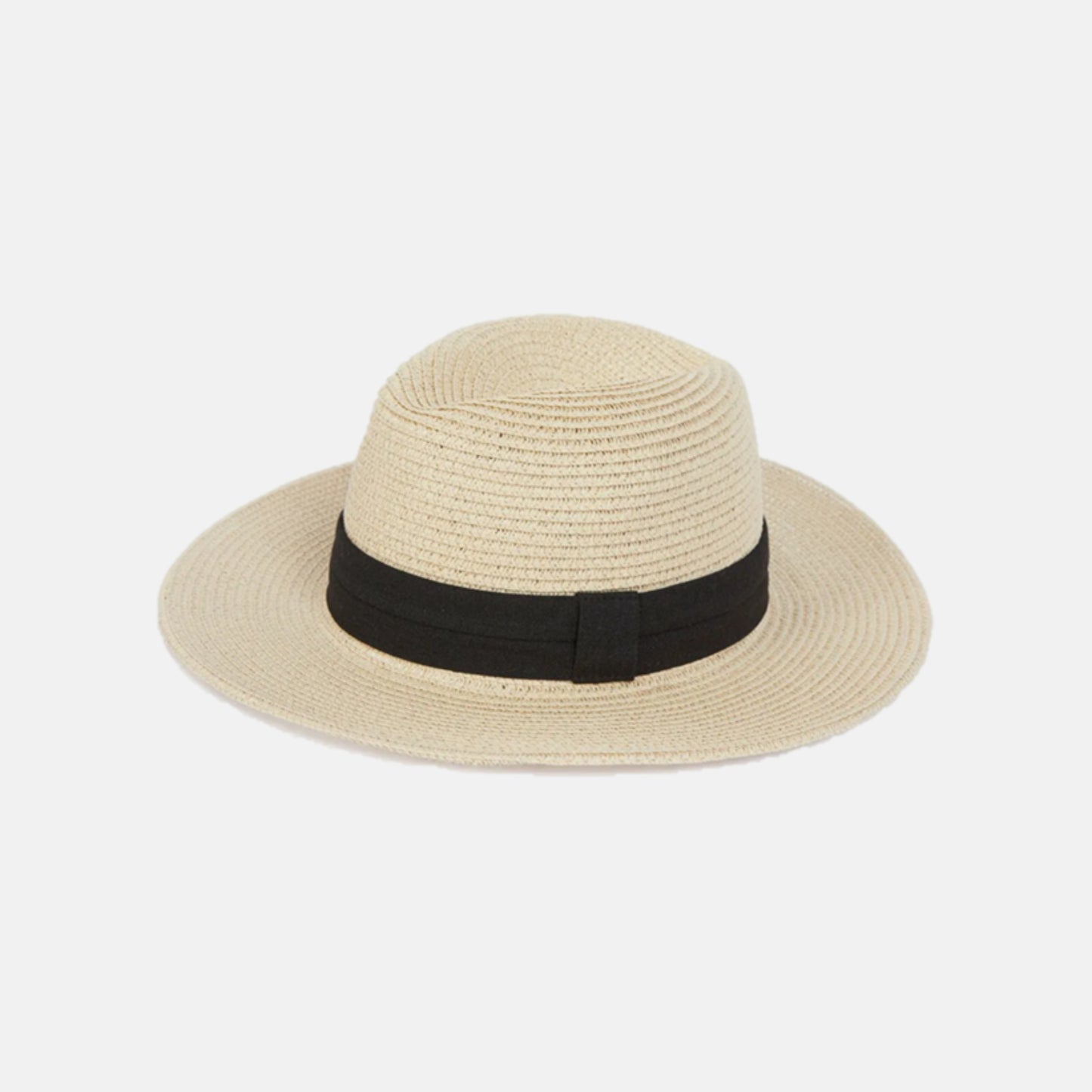 Nicky Adams classic Panama hat in natural straw color with wide black band, lightweight and breathable sun protection