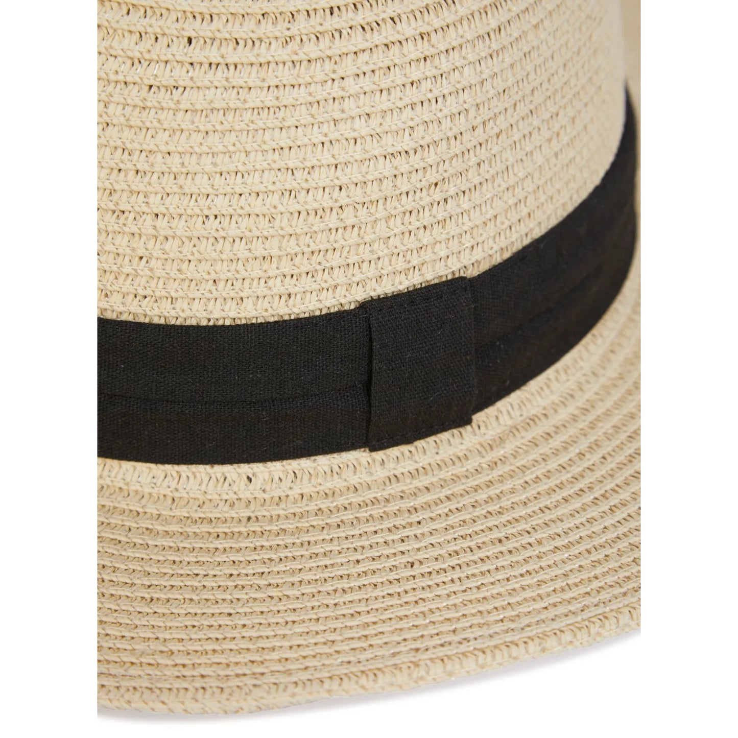 Nicky Adams classic Panama hat in natural straw color with wide black band, lightweight and breathable sun protection