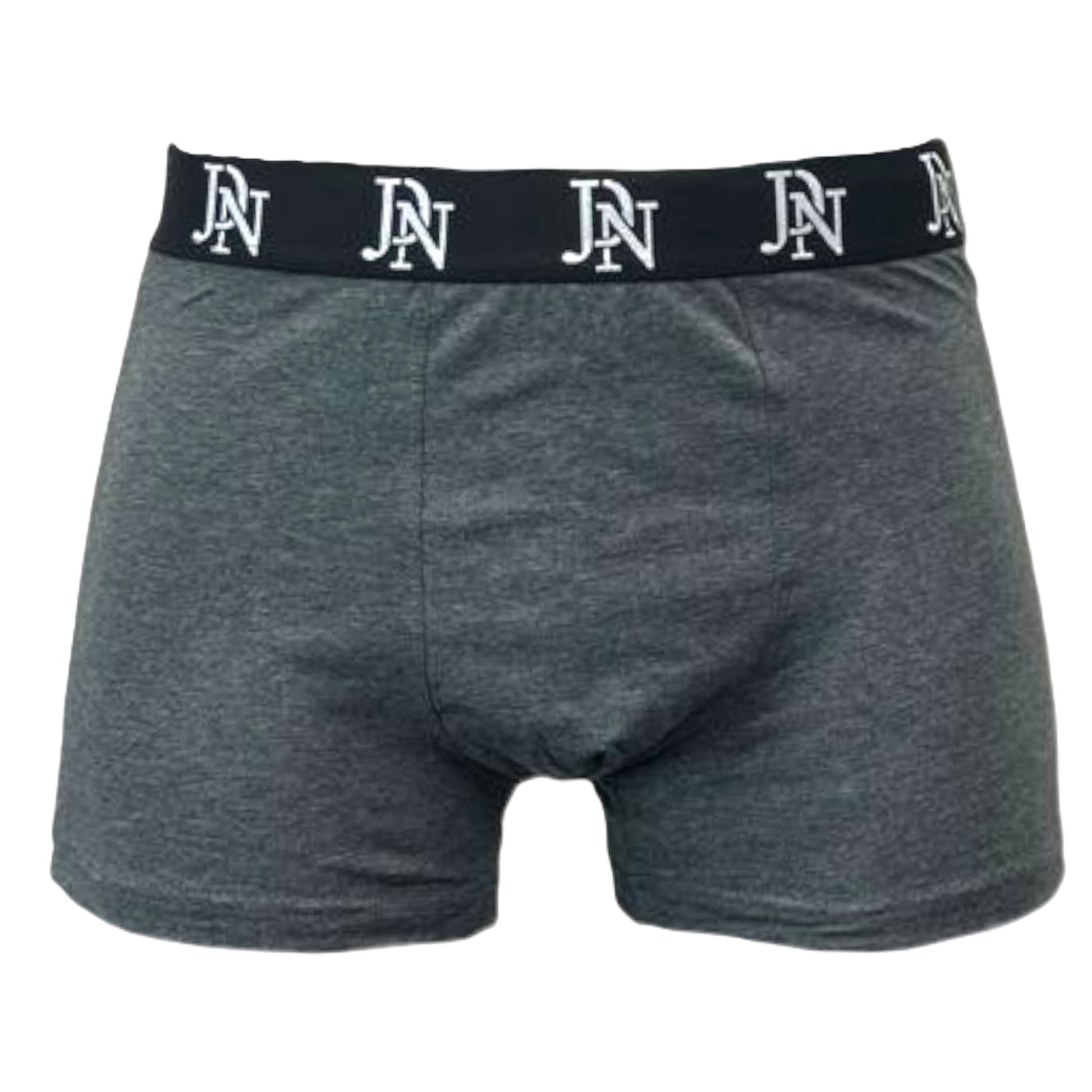 JDN men’s underwear 3 pack – cotton stretch boxer briefs in black, navy, and grey with branded waistband, breathable and supportive design