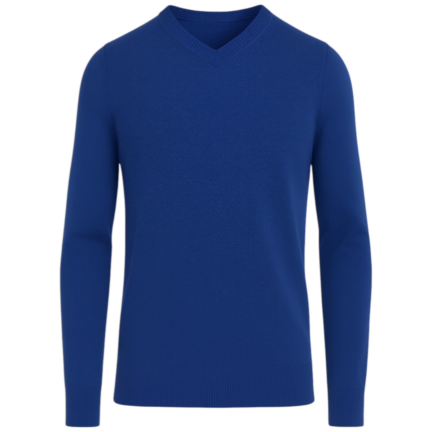 Men’s classic navy v-neck jumper – soft knit pullover sweater with long sleeves