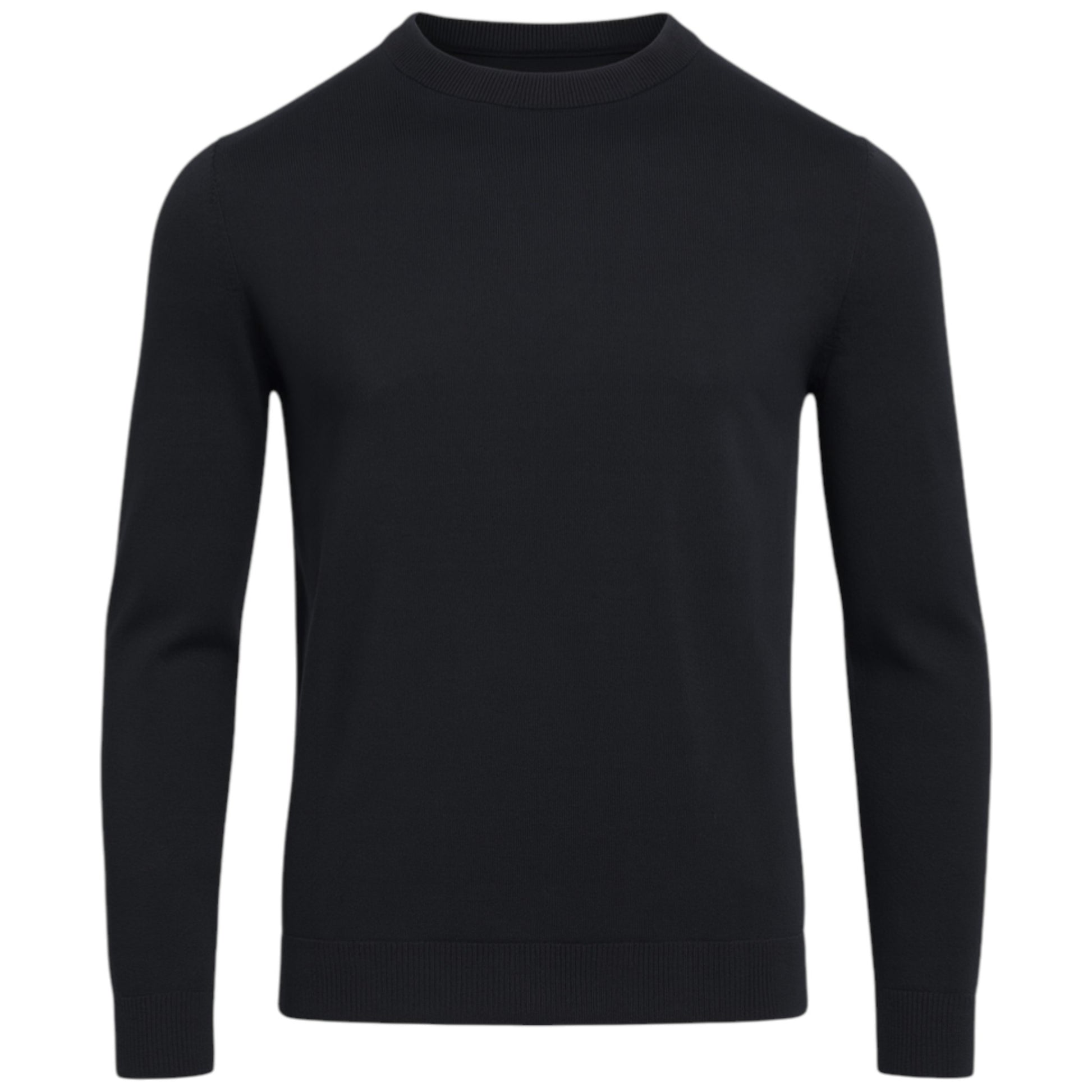 Men’s classic black round neck jumper – soft knit pullover sweater with long sleeves
