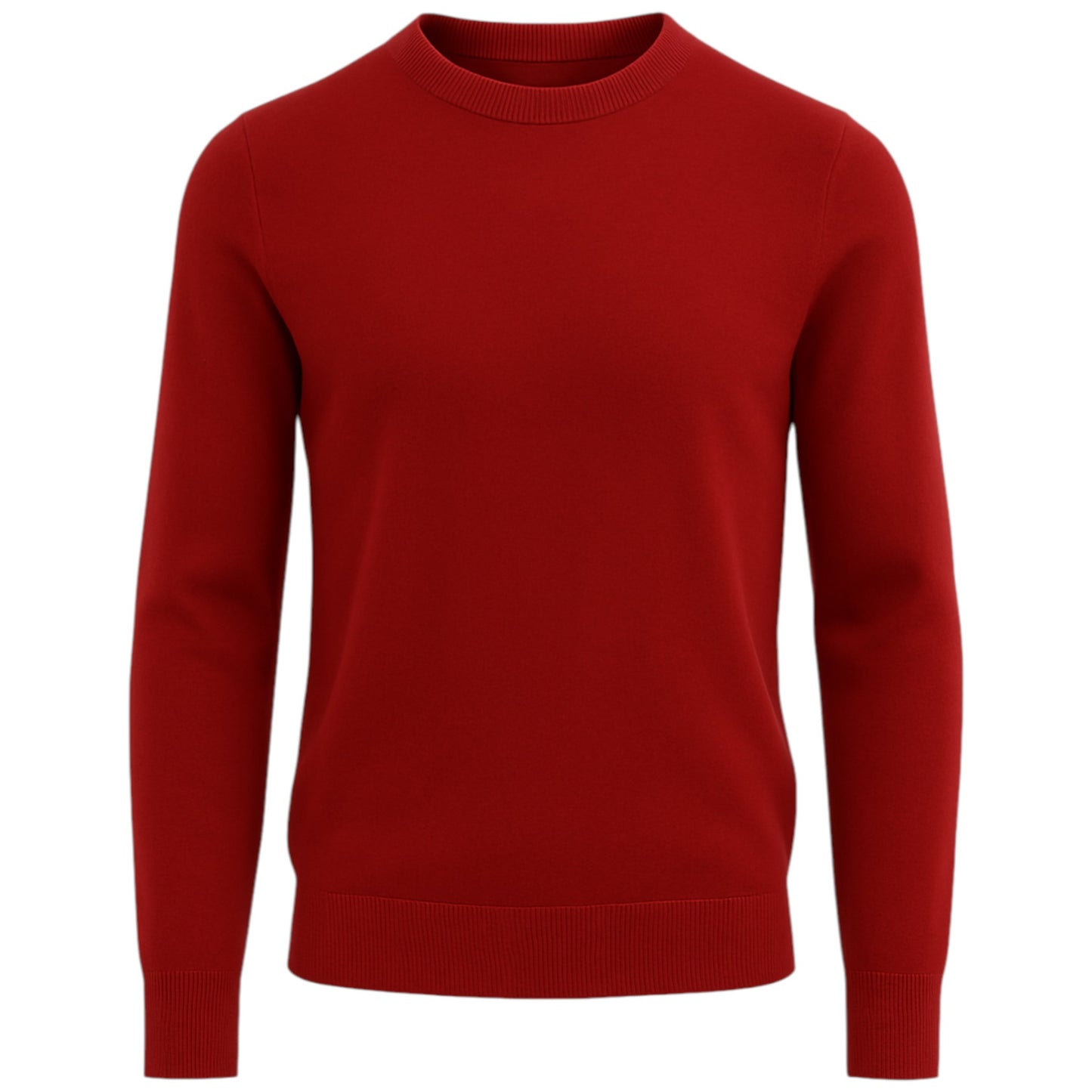 Men’s classic burgundy round neck jumper – soft knit pullover sweater with long sleeves