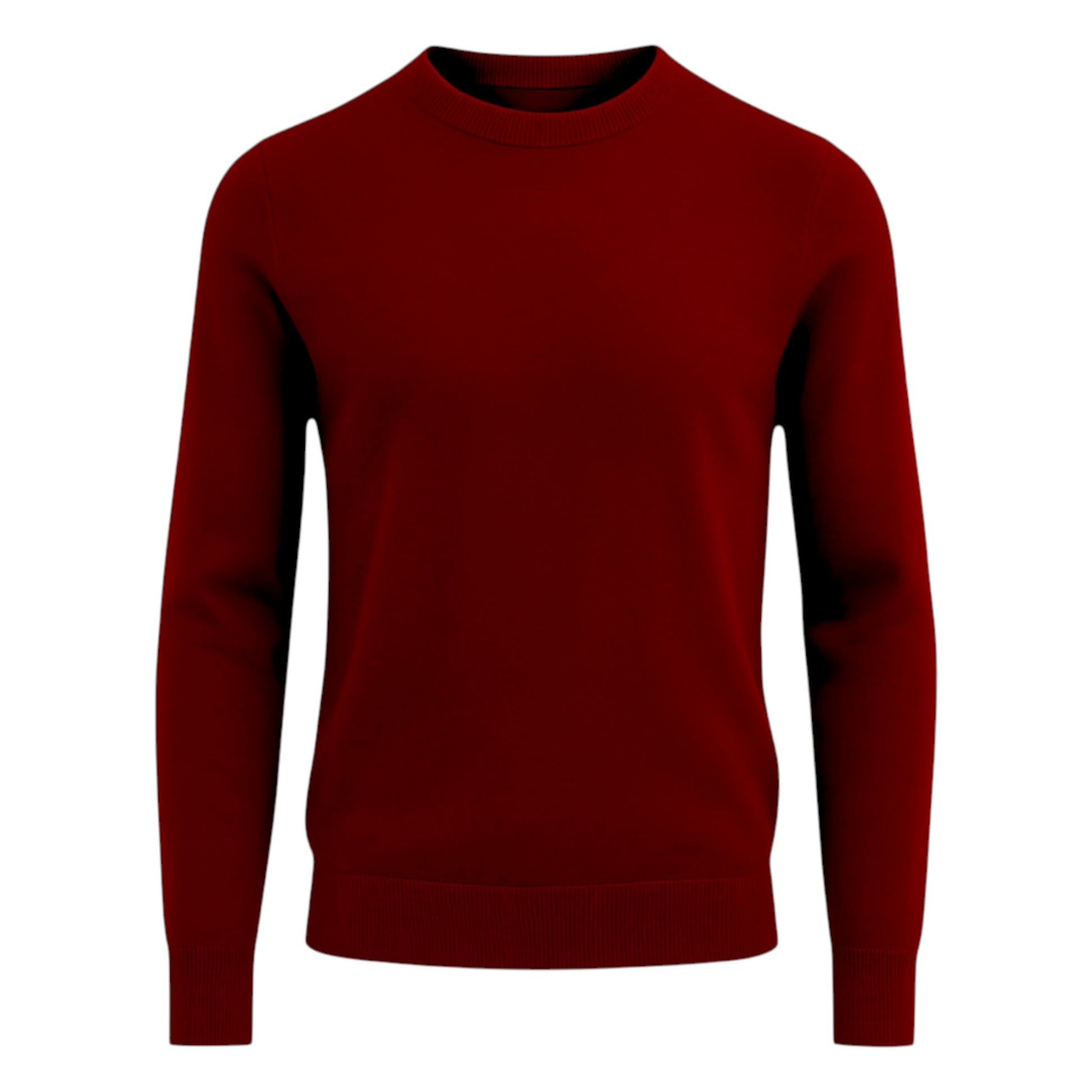 Men’s classic burgundy round neck jumper – soft knit pullover sweater with long sleeves