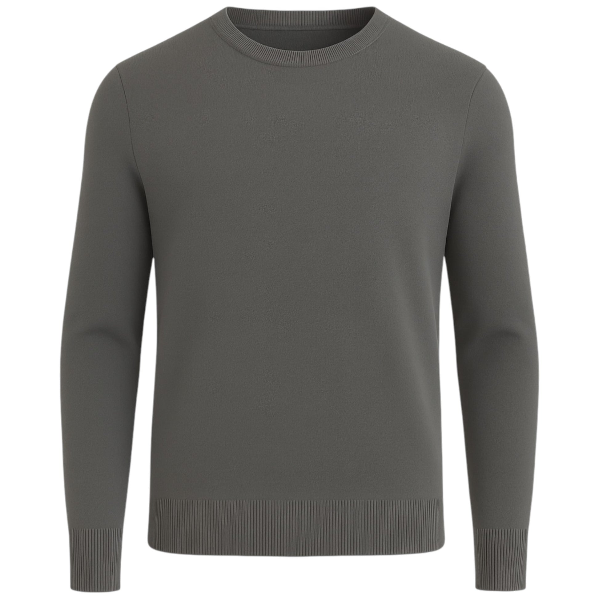 Men’s classic charcoal round neck jumper – soft knit pullover sweater with long sleeves