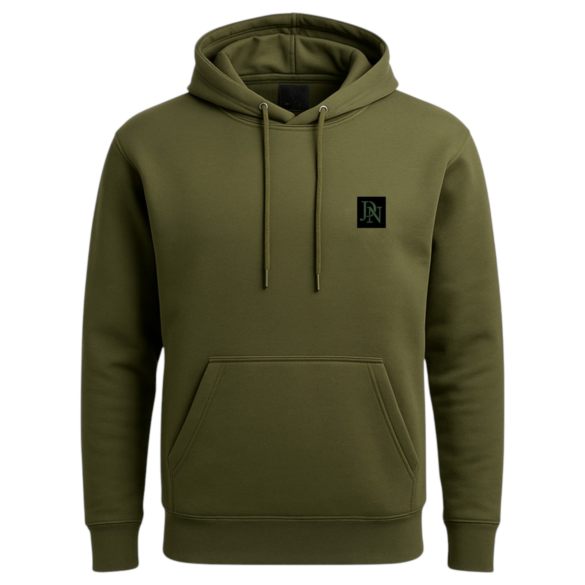 Men's JDN branded hooded tracksuit set in khaki green – plain hoodie with kangaroo pocket and matching joggers loungewear activewear