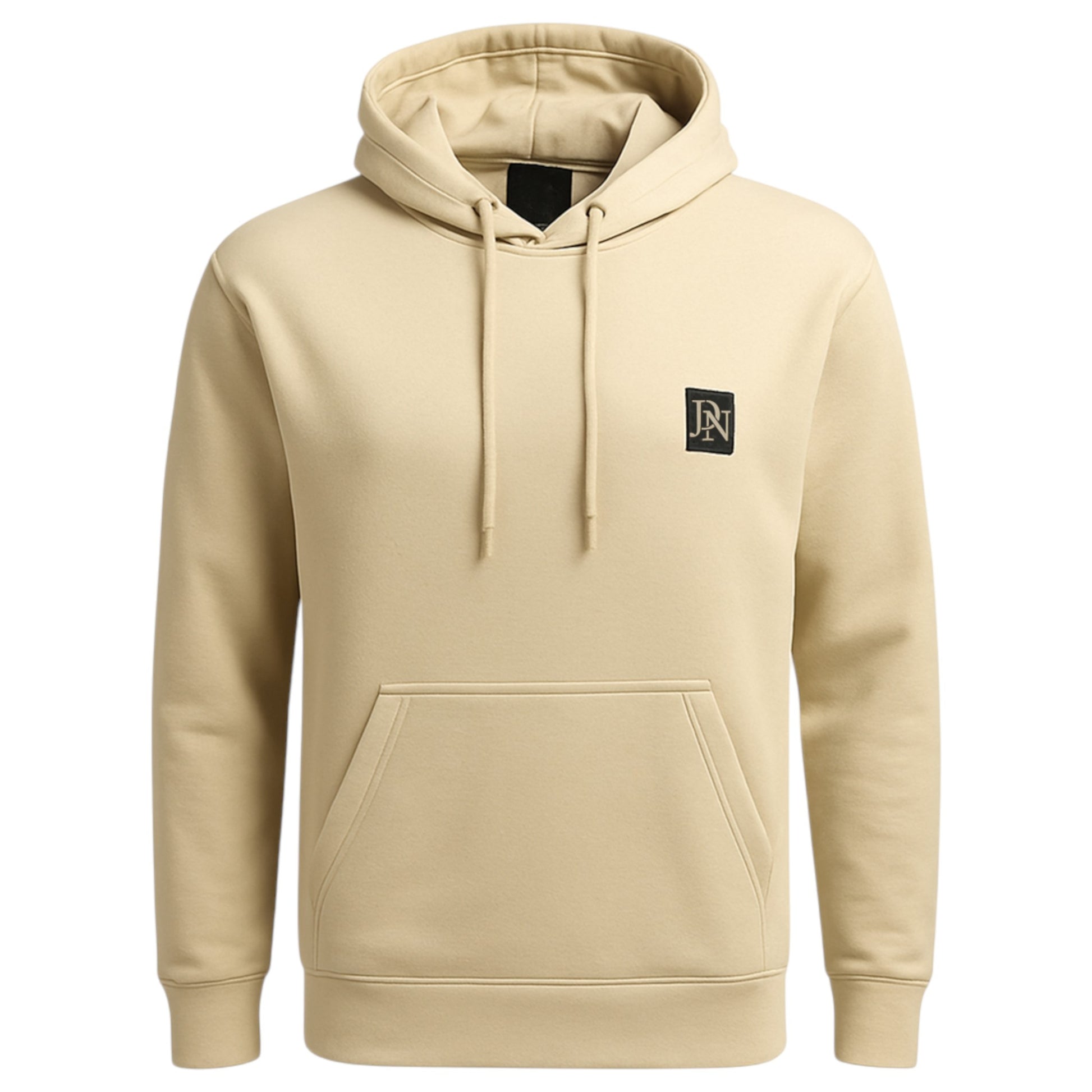 Men's JDN branded hooded tracksuit set in stone beige – plain hoodie with kangaroo pocket and matching joggers loungewear activewear