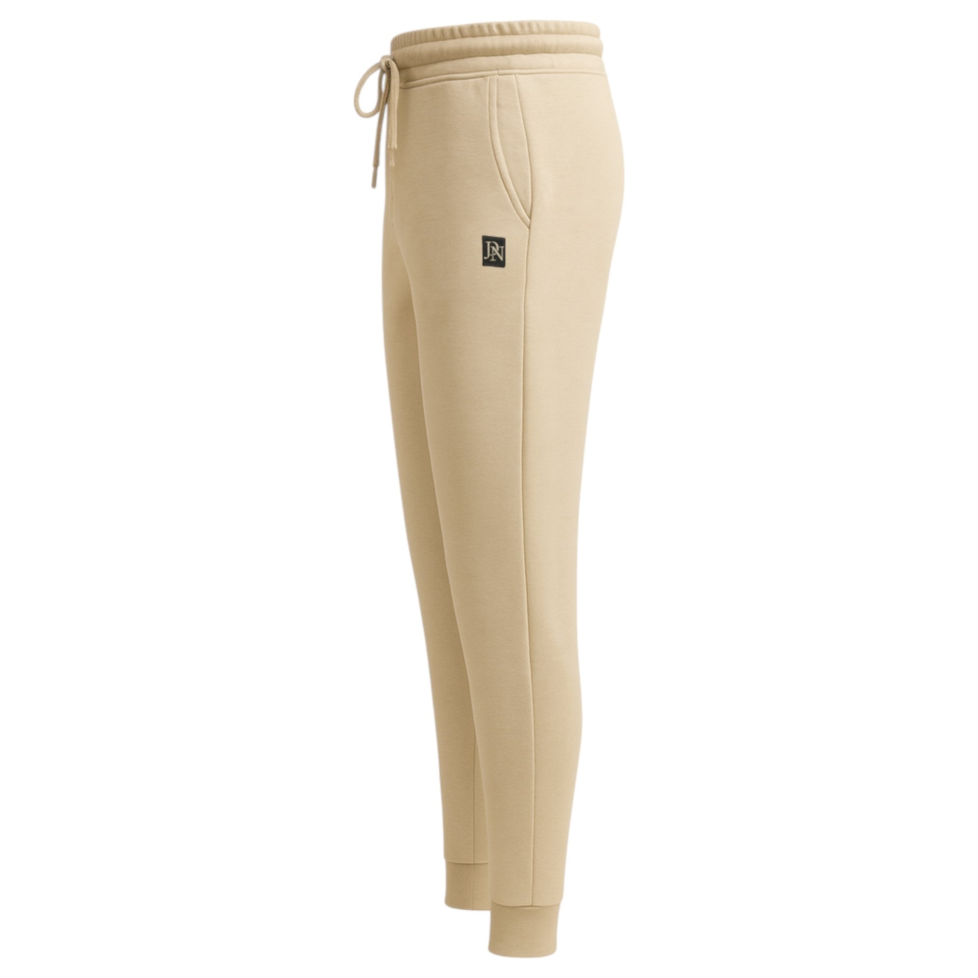 Men's JDN branded hooded tracksuit set in stone beige – plain hoodie with kangaroo pocket and matching joggers loungewear activewear