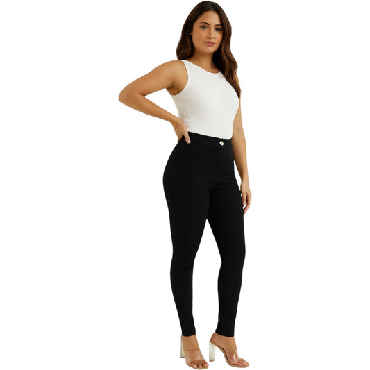 Ladies Classic Mid-Rise Stretch Skinny Jeans - Black