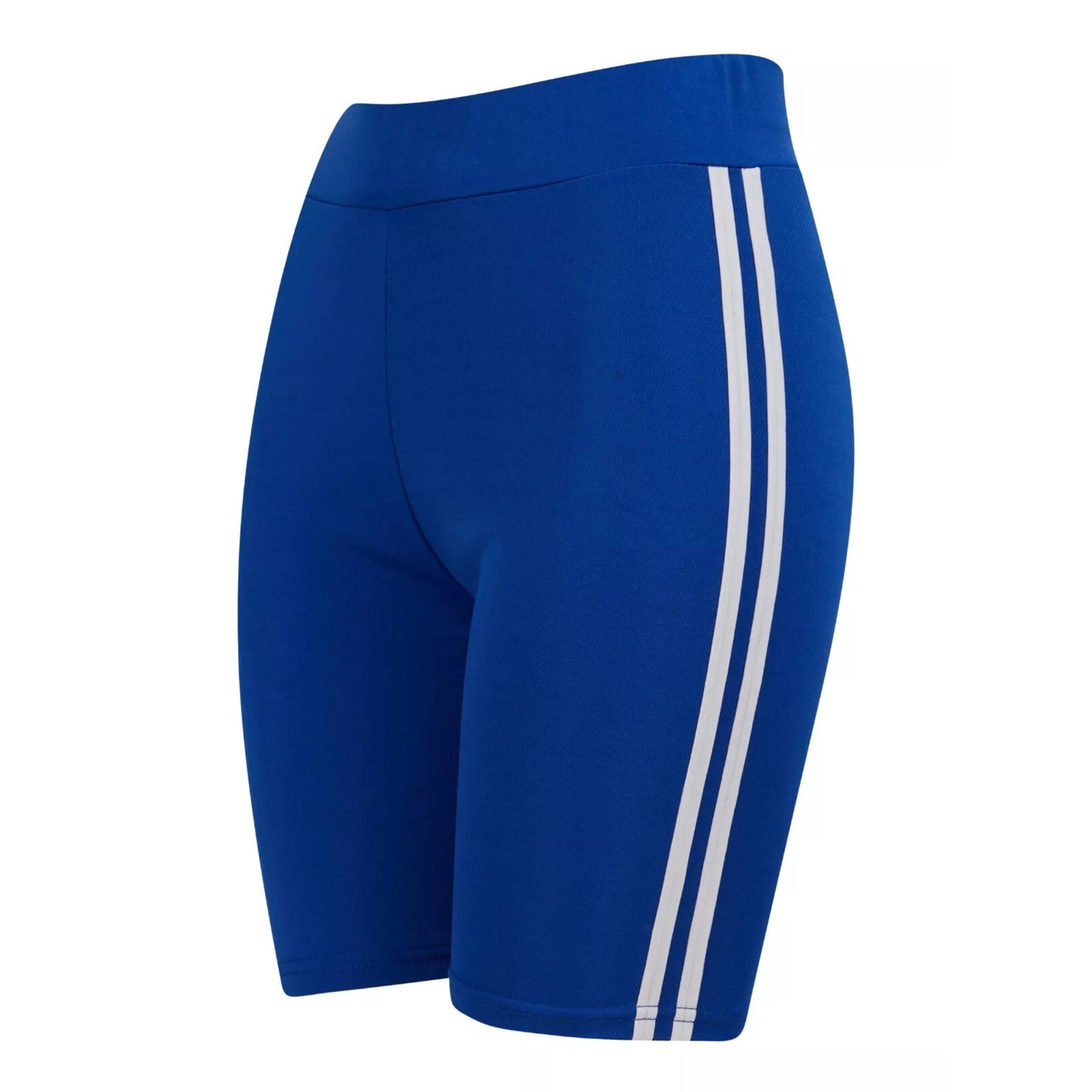 Ladies high-waisted cycling shorts – striped side panel in Royal Blue