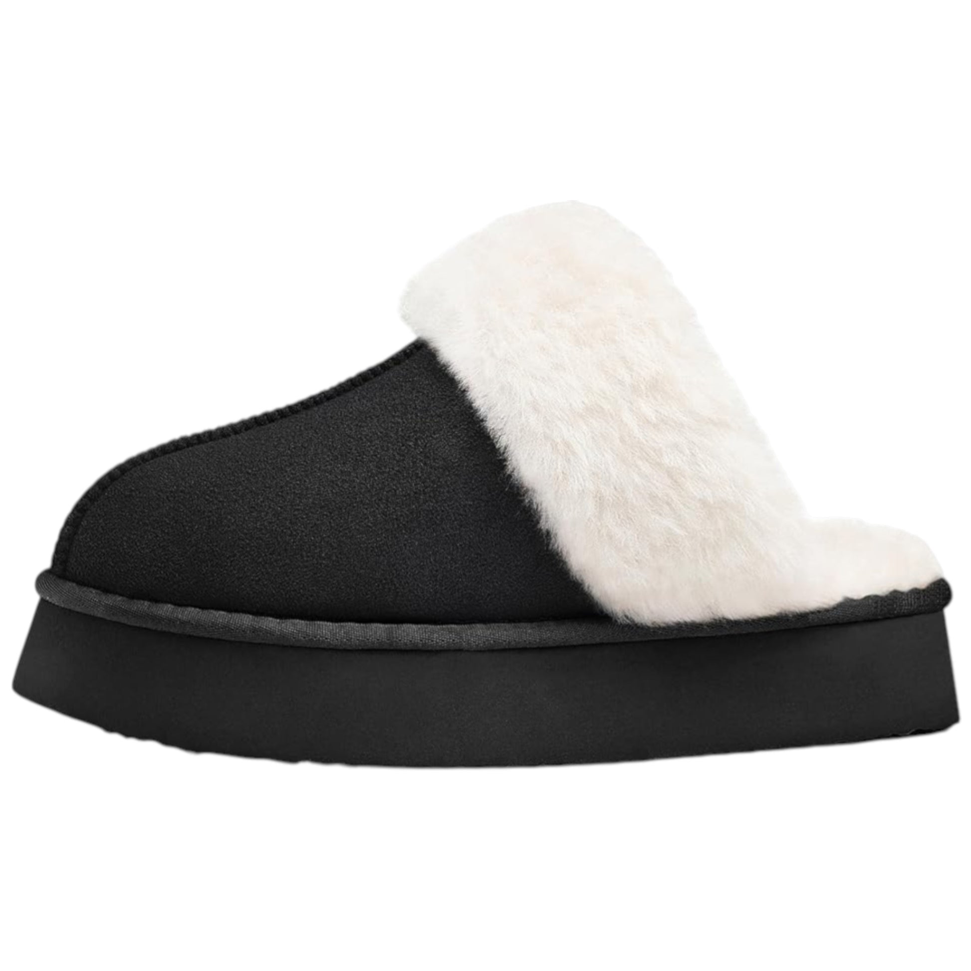Ladies supersoft snugg boot slippers in black with faux fur lining, warm cozy indoor slip-on footwear for comfort and style for indoor and outdoor