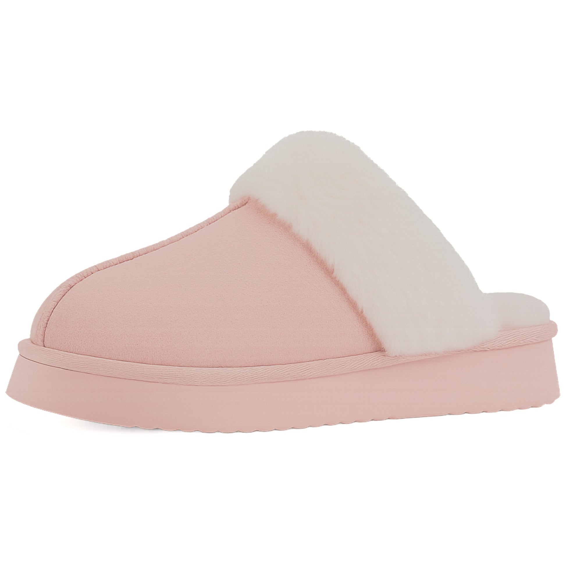 Ladies supersoft snugg boot slippers in pink with faux fur lining, warm cozy indoor slip-on footwear for comfort and style for indoor and outdoor