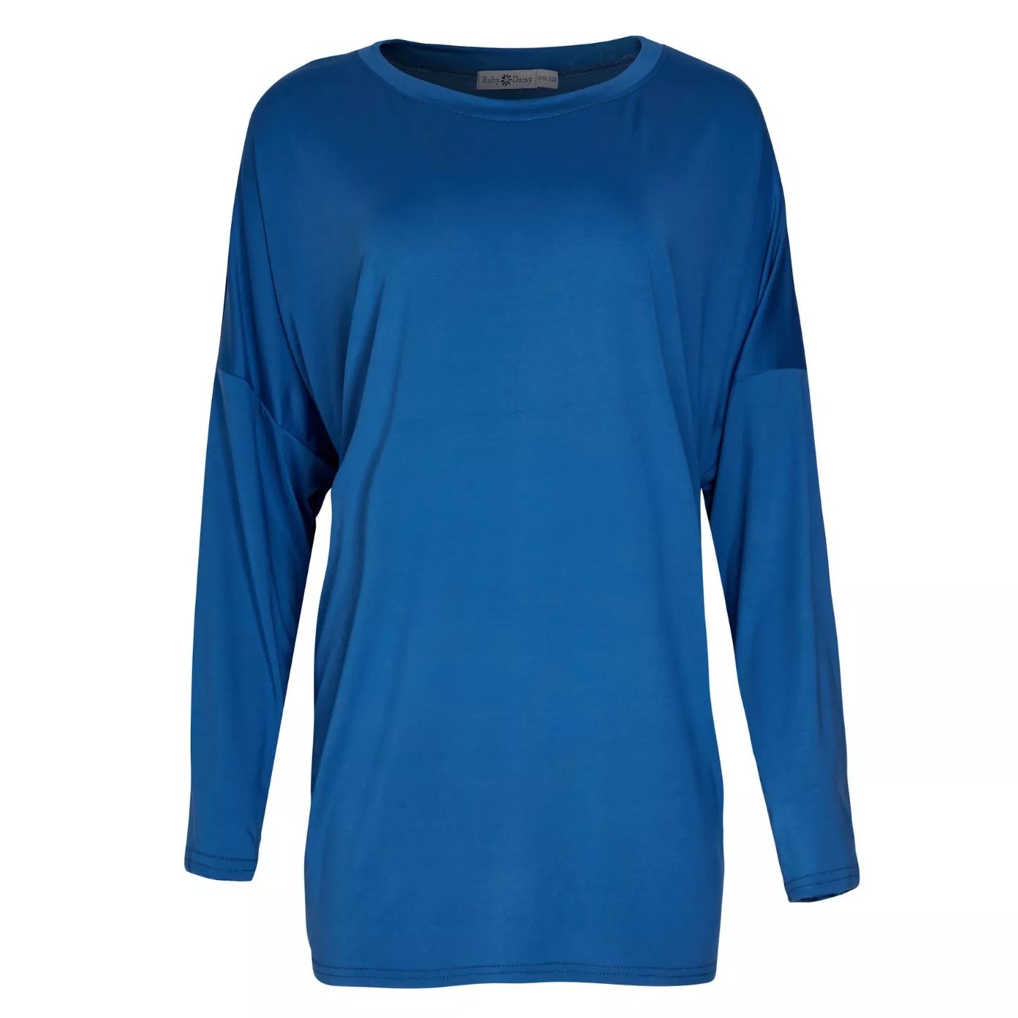 Women’s oversized plain denim blue top – casual long sleeve shirt