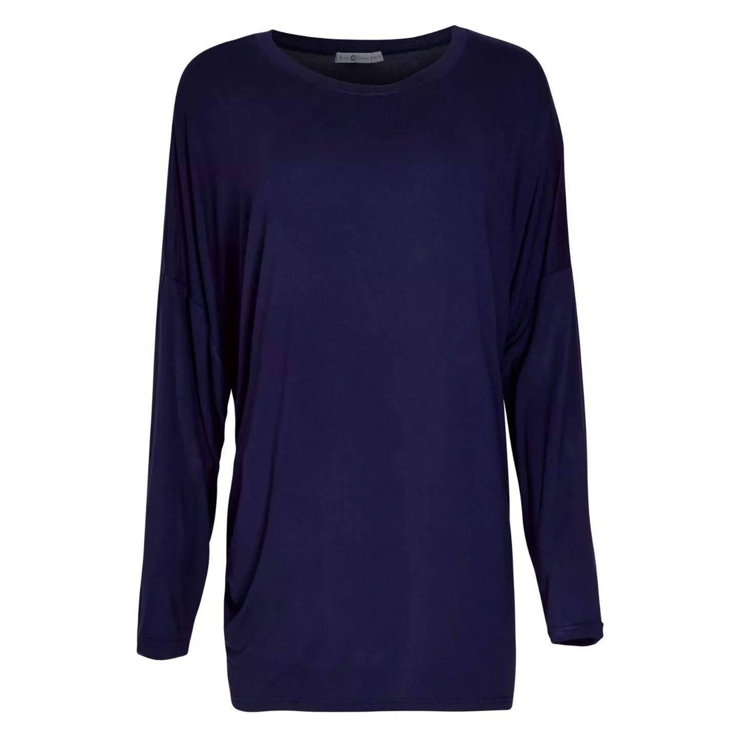 Women’s oversized plain navy blue top – casual long sleeve shirt