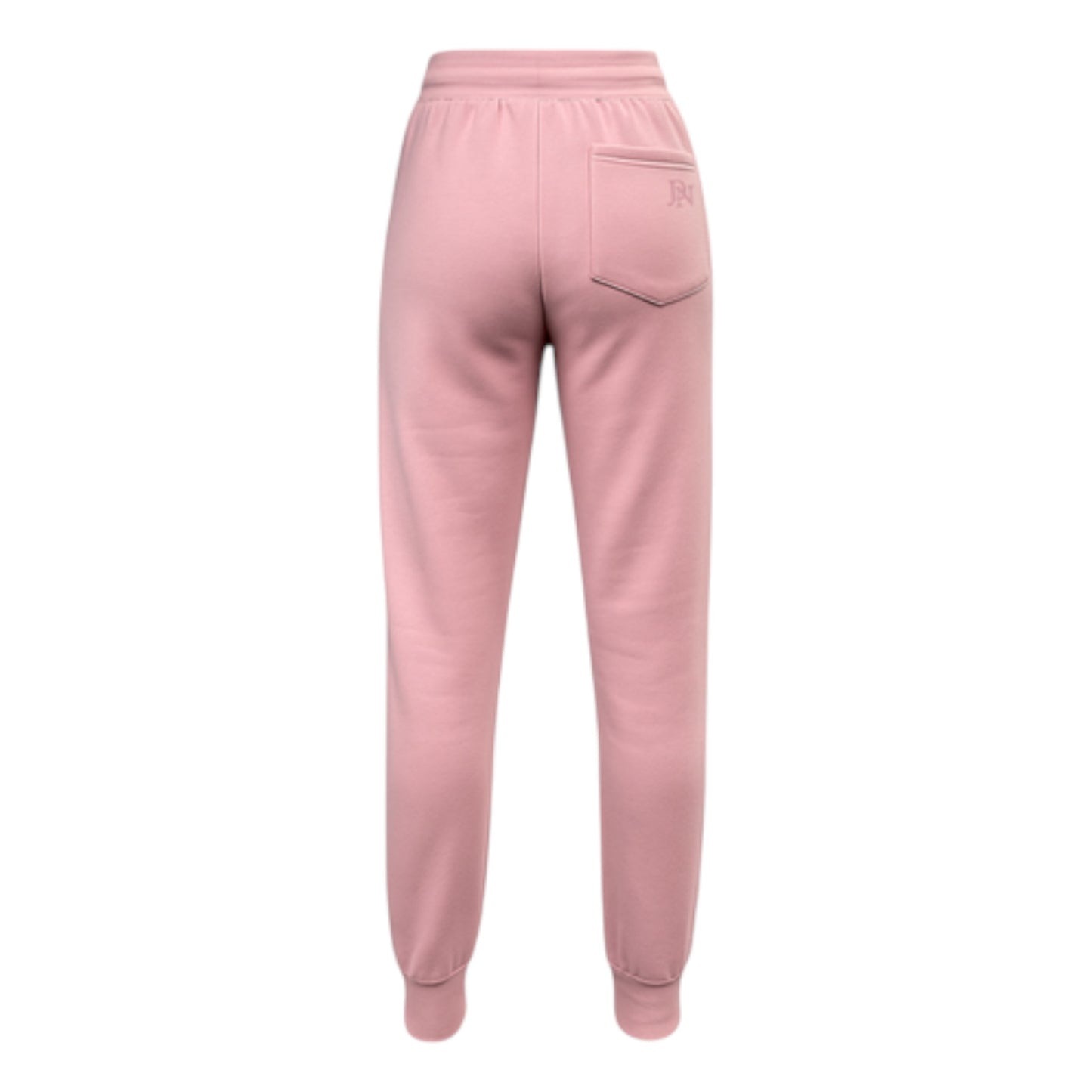 Women’s pink high-waisted joggers with drawstring waist and cuffed ankles – soft loungewear trousers