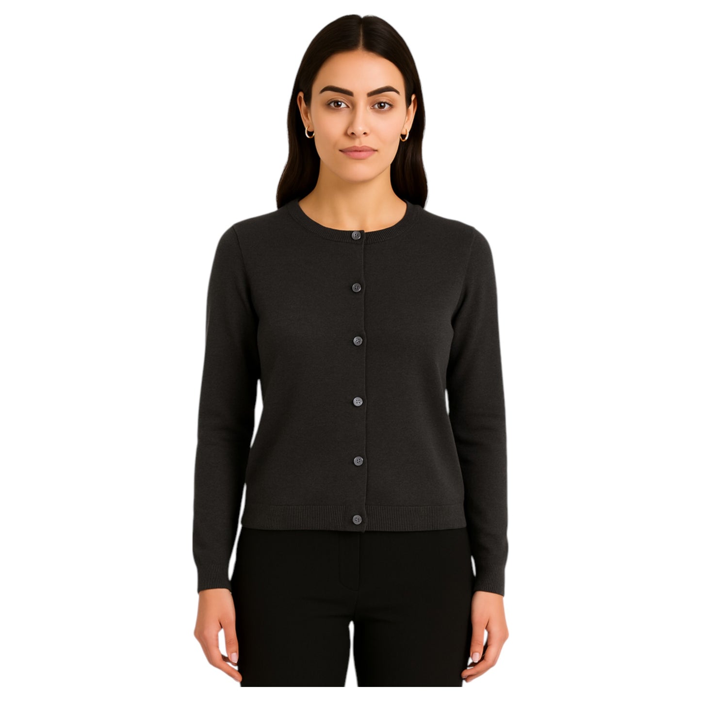 ladies Charcoal soft knit cardigan