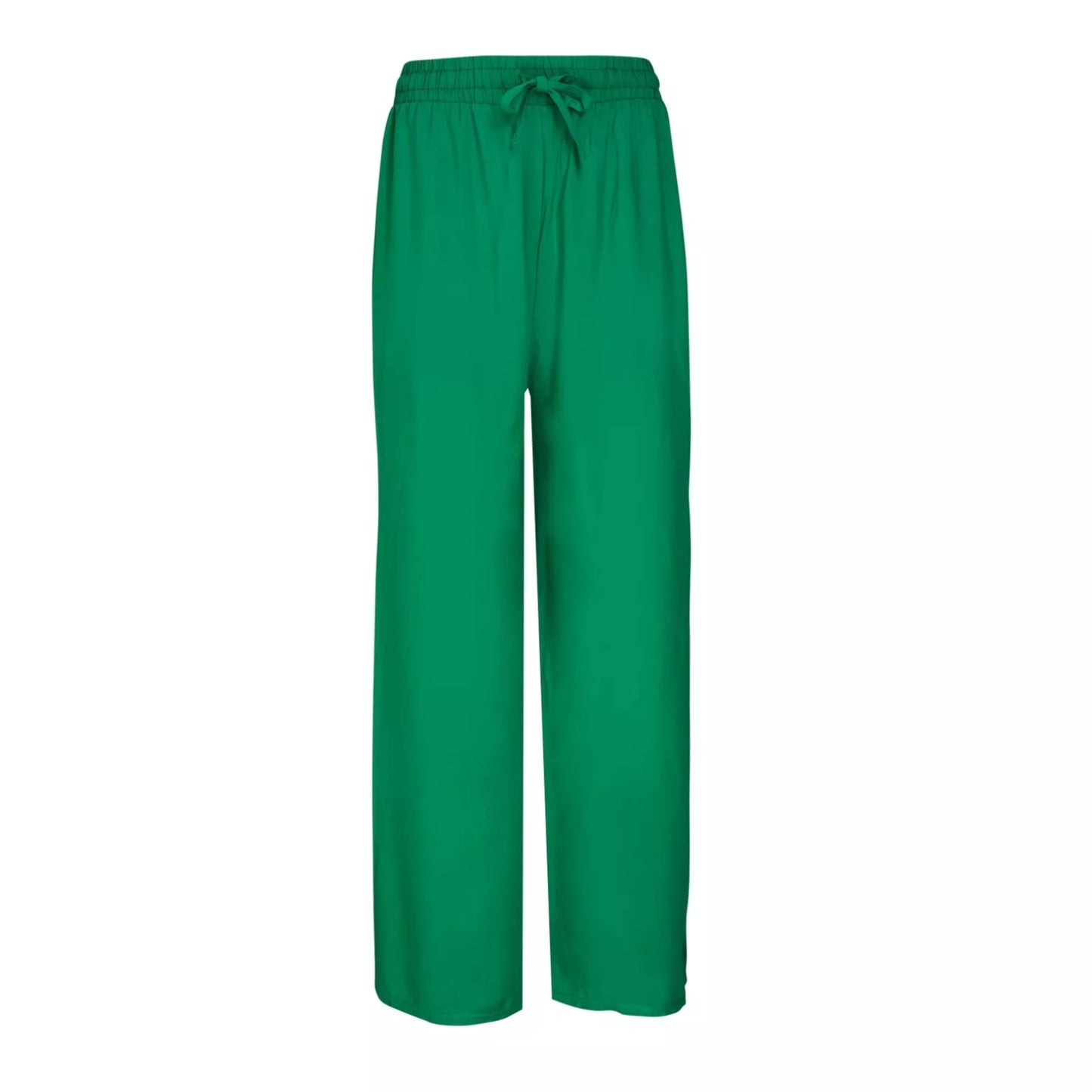 Ladies apple green palazzo harem trousers with elastic waistband and drawstring – lightweight wide leg summer pants