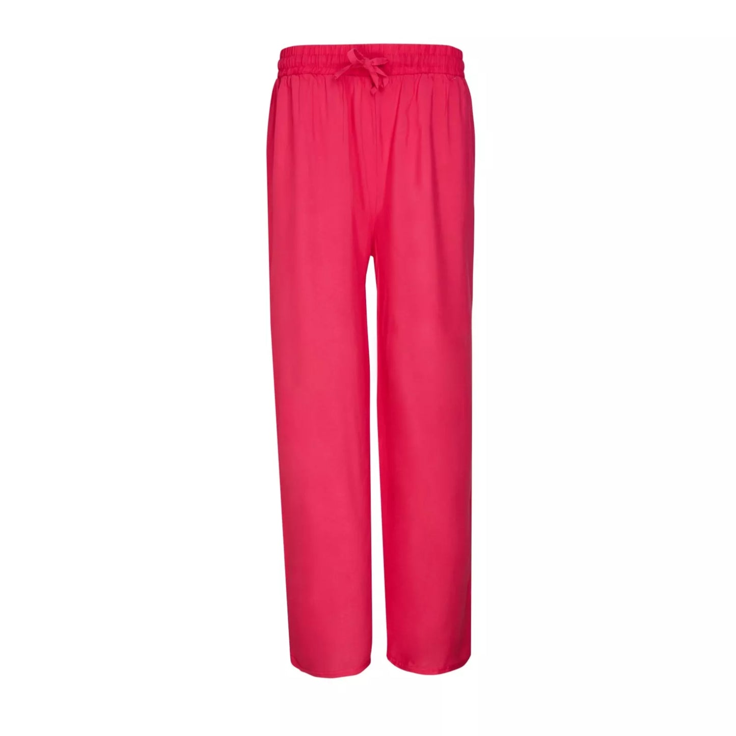 Ladies hot pink palazzo harem trousers with elastic waistband and drawstring – lightweight wide leg summer pants