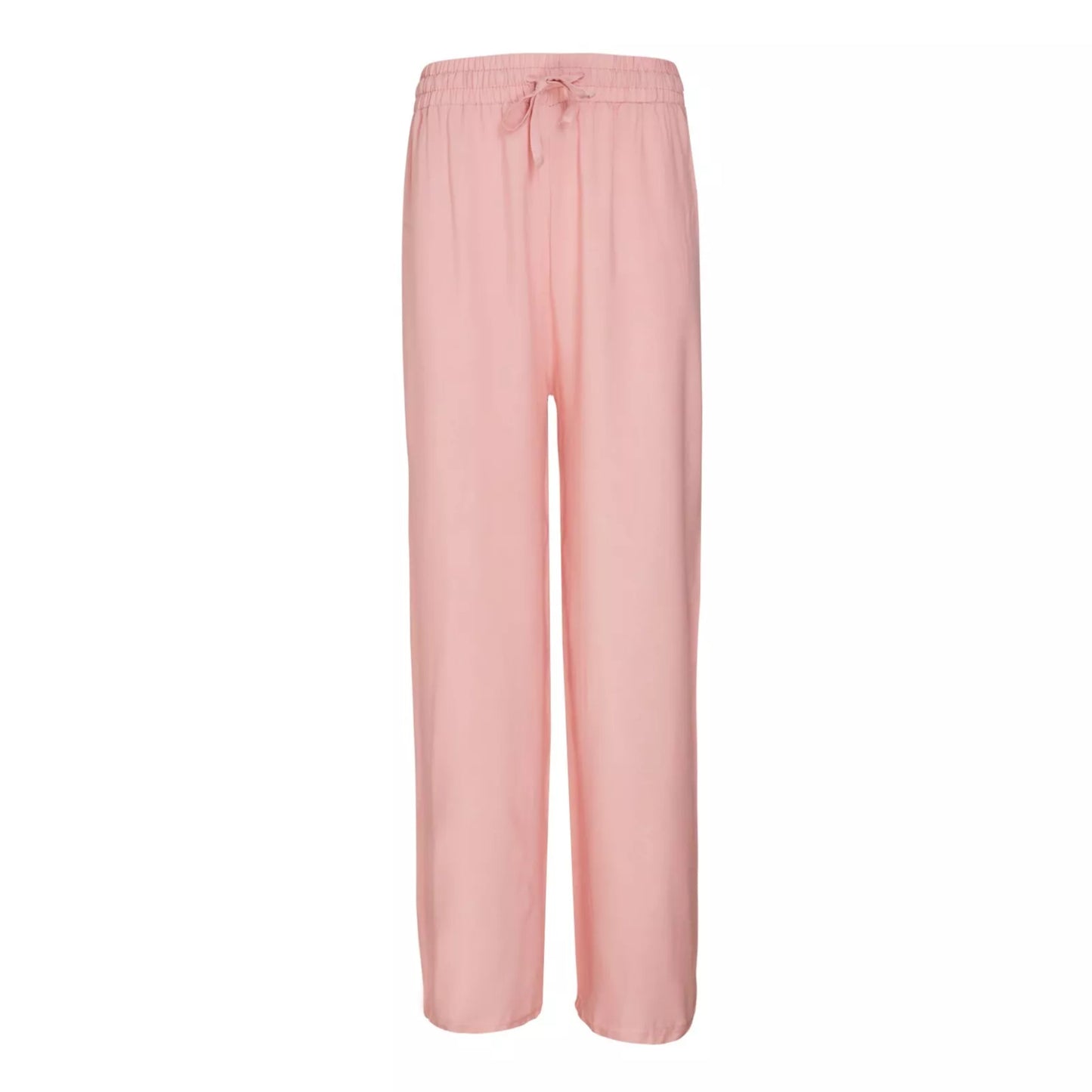 Ladies dusky pink palazzo harem trousers with elastic waistband and drawstring – lightweight wide leg summer pants