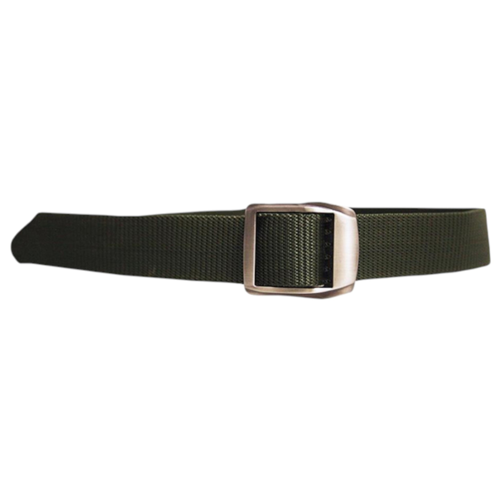 Mens khaki ratchet buckle belt with metal square buckle