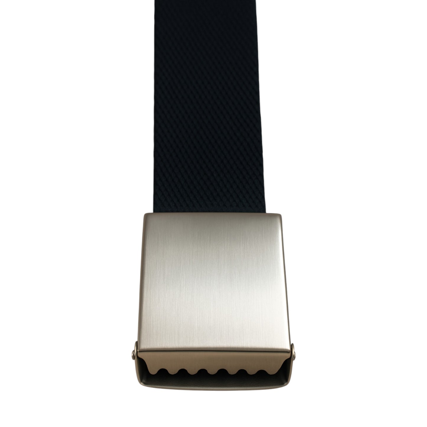 Nicky Adams black ratchet buckle belt with silver buckle
