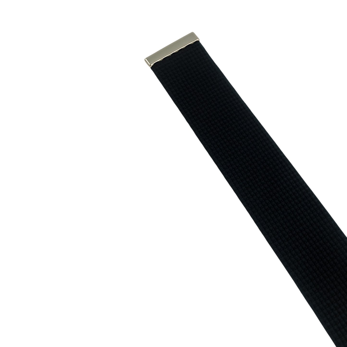 Nicky Adams black ratchet buckle belt with silver buckle