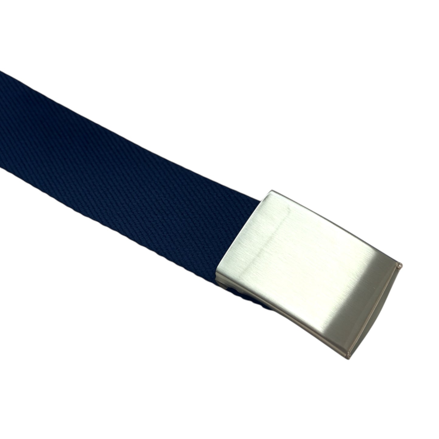 Nicky Adams navy ratchet buckle belt with silver buckle