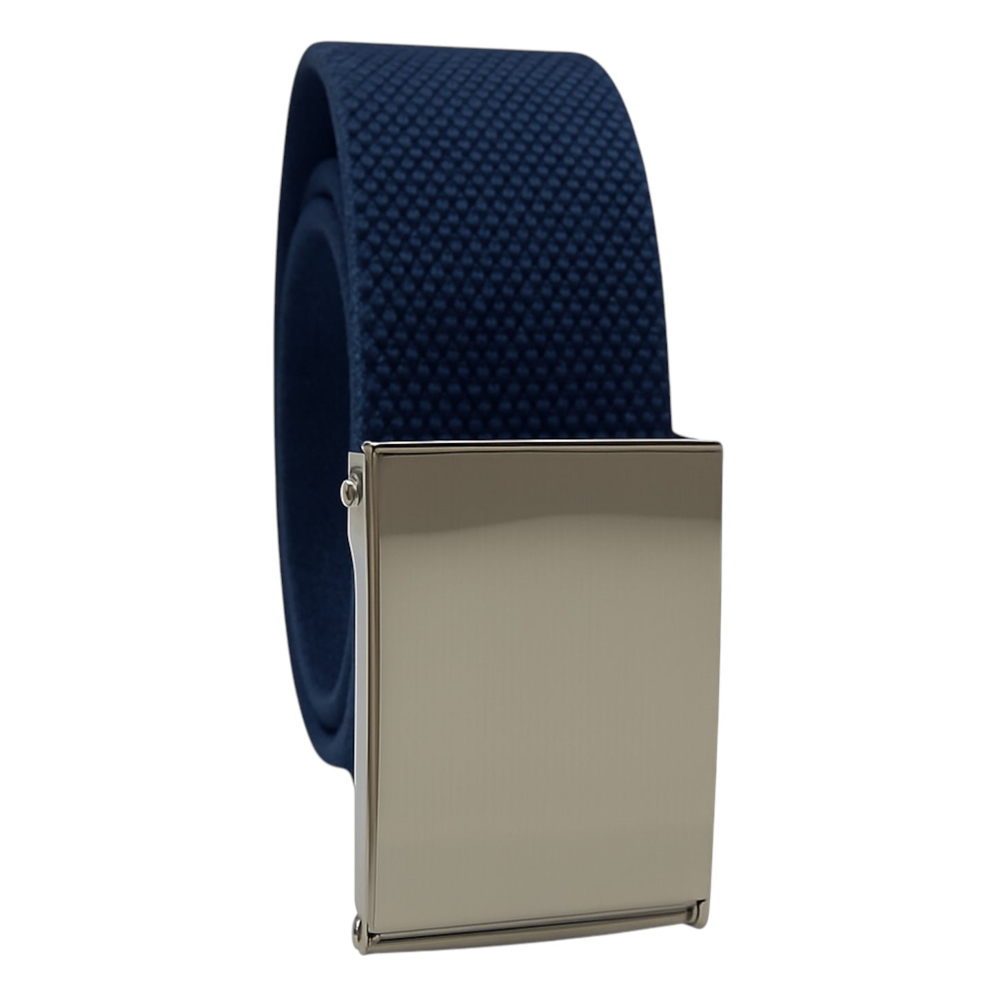 Nicky Adams navy ratchet buckle belt with silver buckle