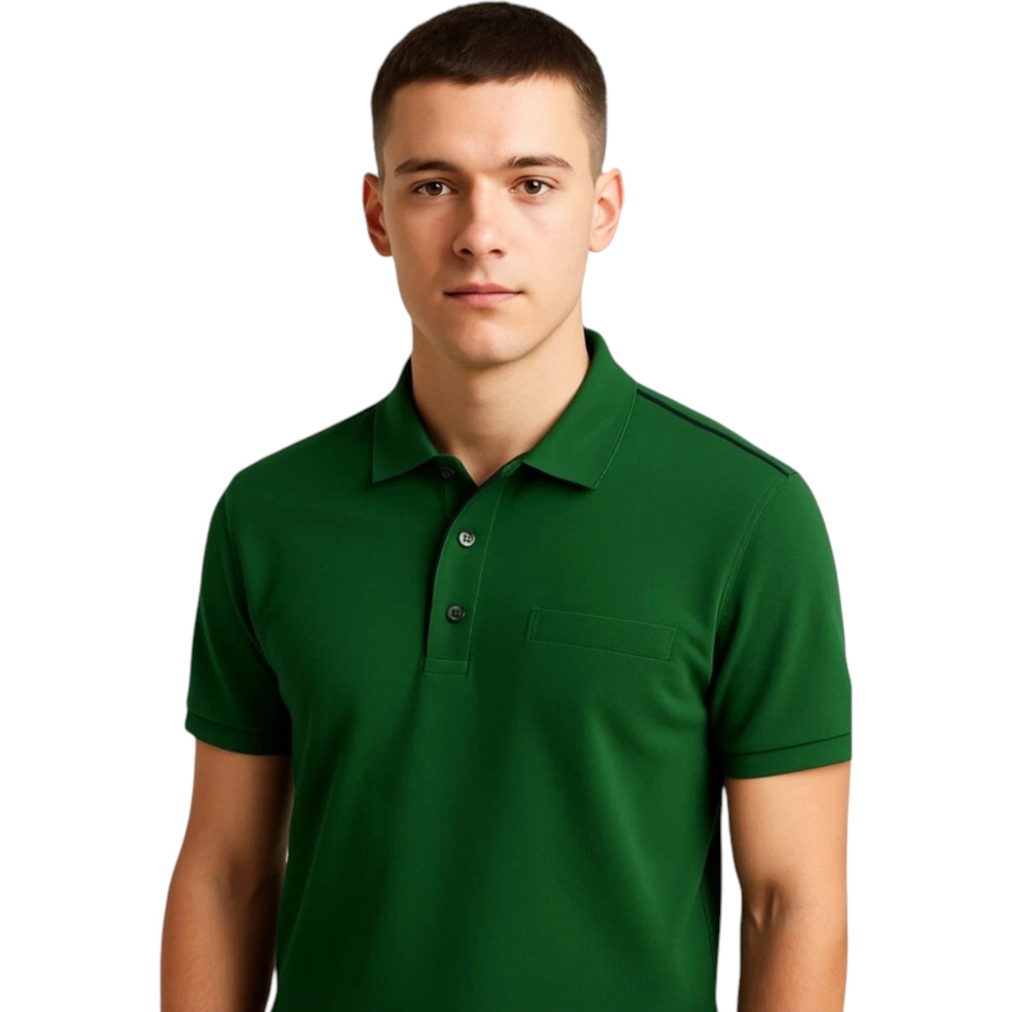 Men's green with navy lining polo top shirt