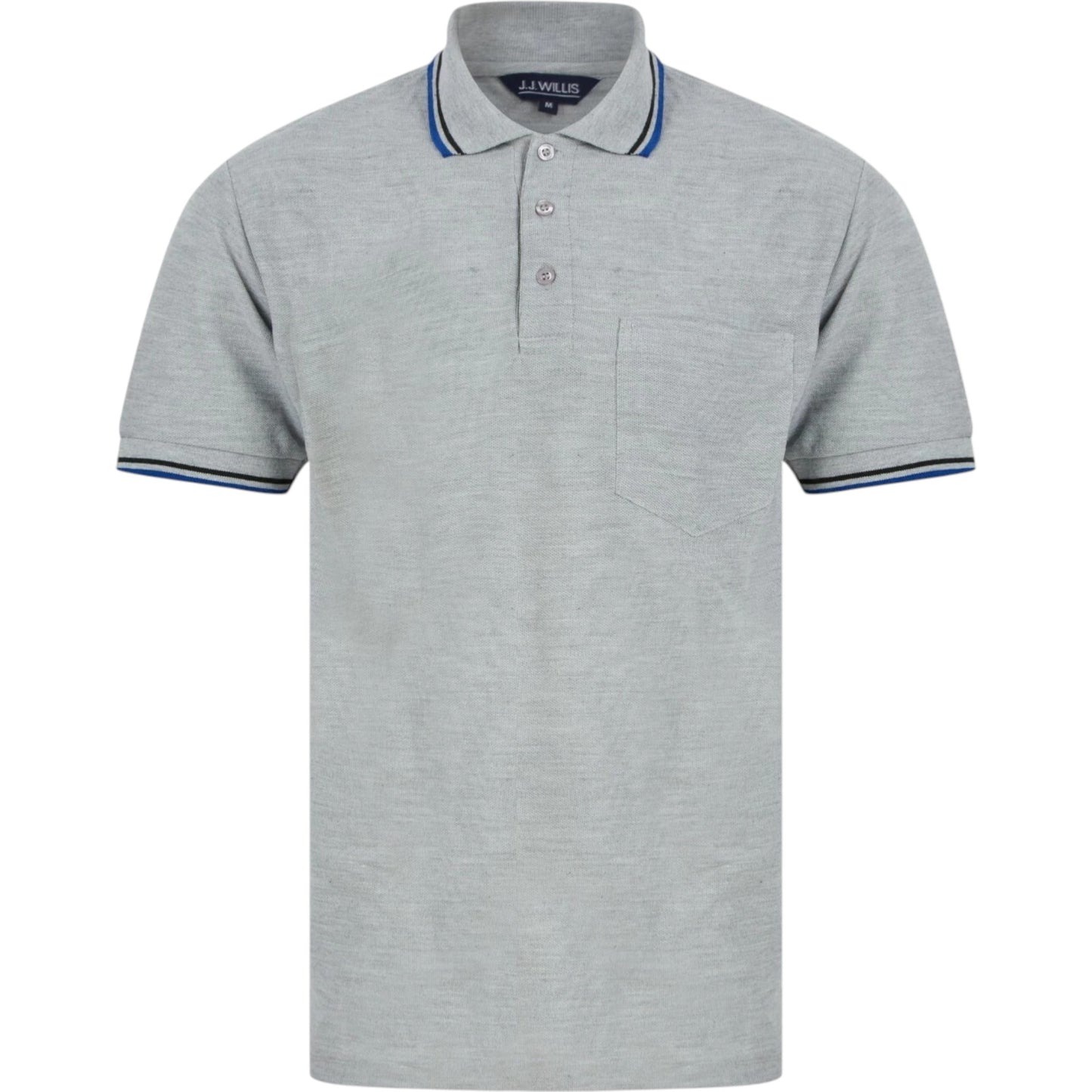 Mens Grey Tipped Collar Polo Shirt