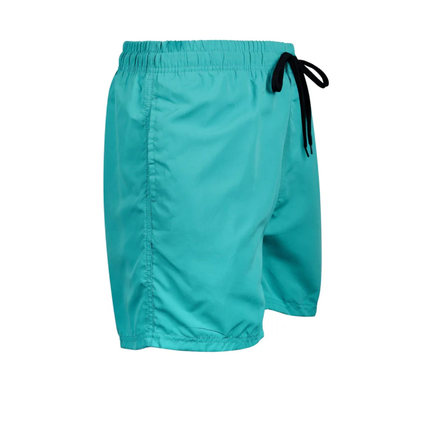 Men's plain aqua blue swim shorts – quick-dry fabric with elastic waistband and drawstring