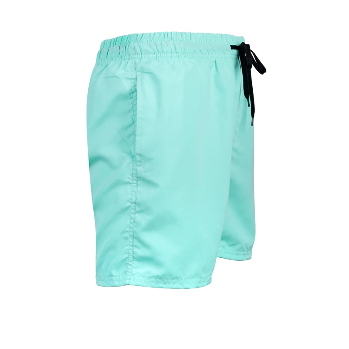 Men's plain green mint swim shorts – quick-dry fabric with elastic waistband and drawstring