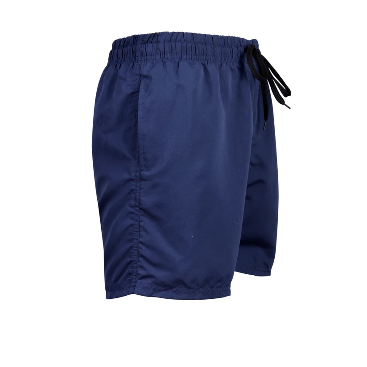 Men's plain navy swim shorts – quick-dry fabric with elastic waistband and drawstring