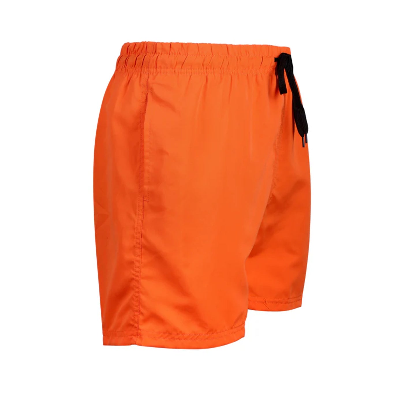 Men's plain orange swim shorts – quick-dry fabric with elastic waistband and drawstring