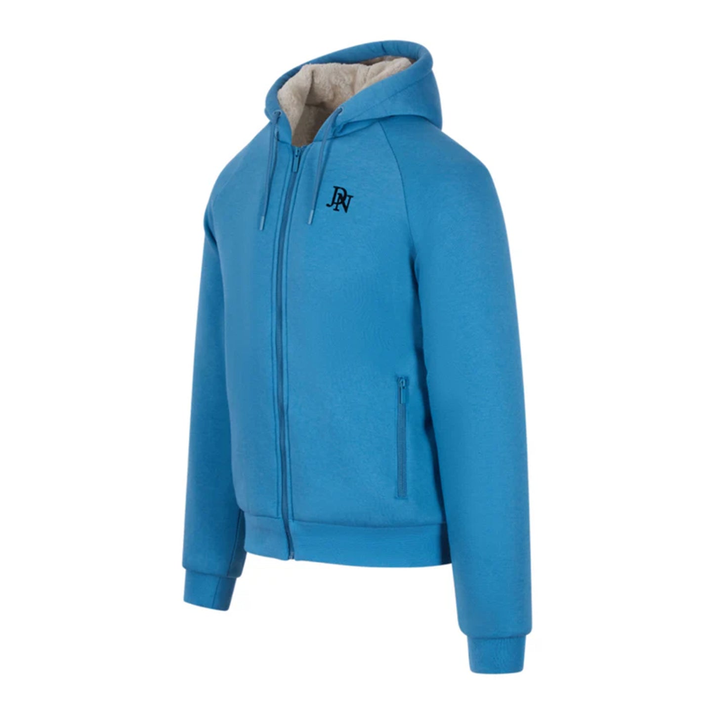 Men's JDN thick fleece-lined tracksuit in blue – full zip hoodie and joggers set with soft interior for winter warmth