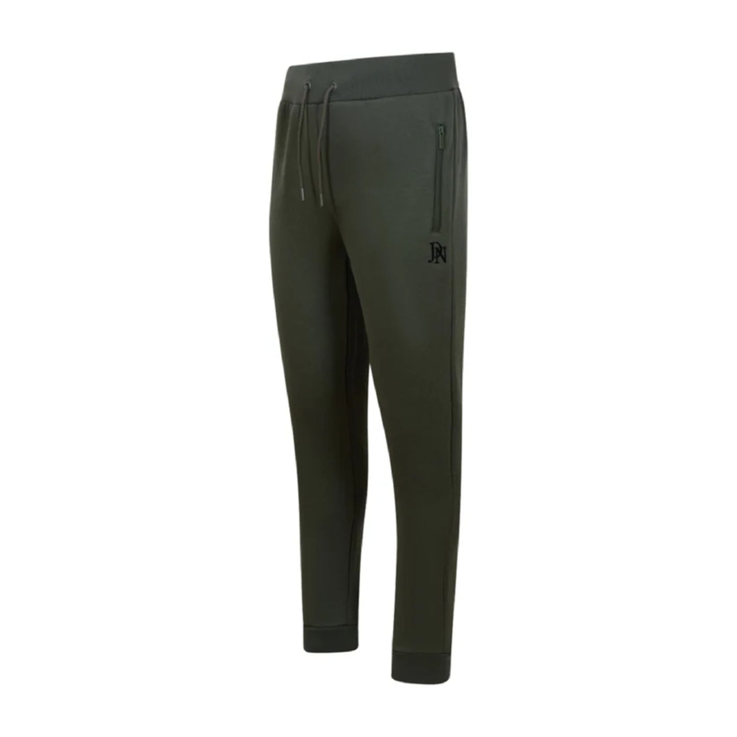 Men's JDN thick fleece-lined tracksuit in khaki green – full zip hoodie and joggers set with soft interior for winter warmth
