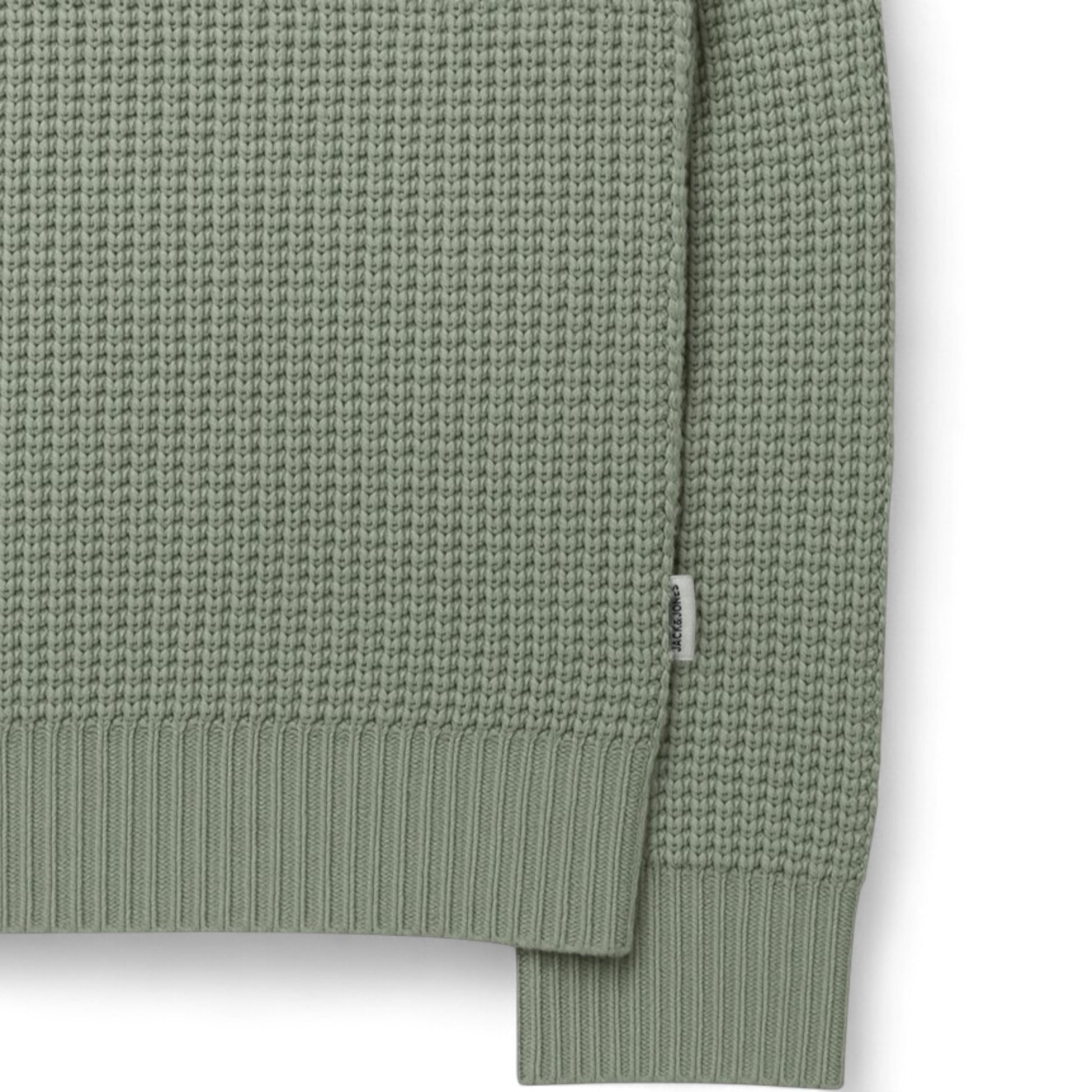 Men’s Ex Store Jack & Jones chunky knit jumper in light olive green – textured knit men’s sweater