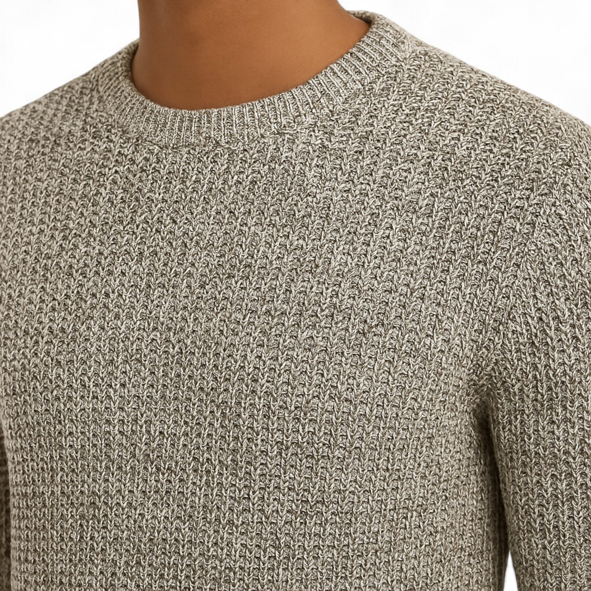 Men’s Ex Store Jack & Jones chunky knit jumper in grey twist – warm ribbed knit sweater for